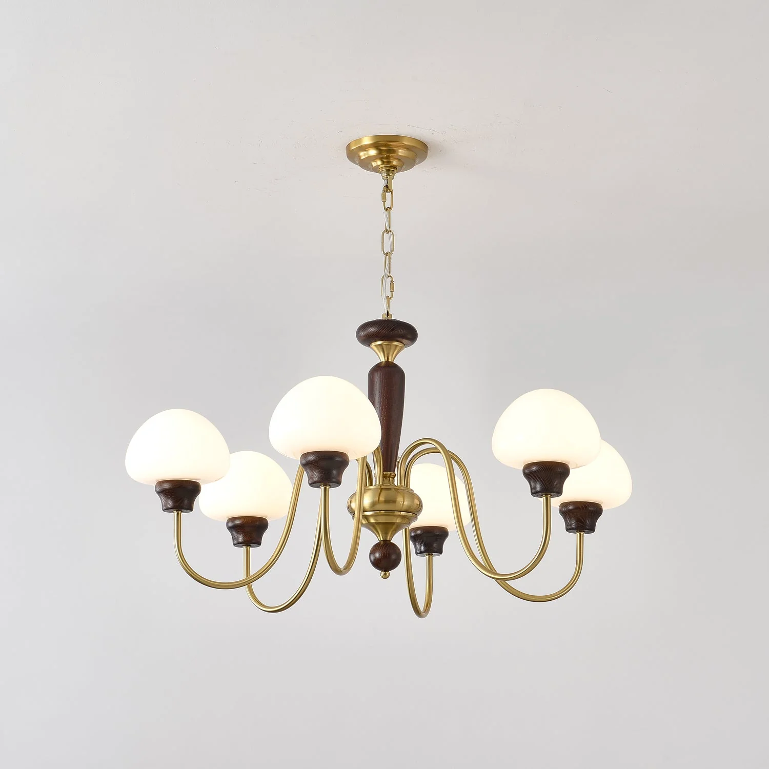 Lustra Chandelier Brass Wood Mushroom Classic - Image 21