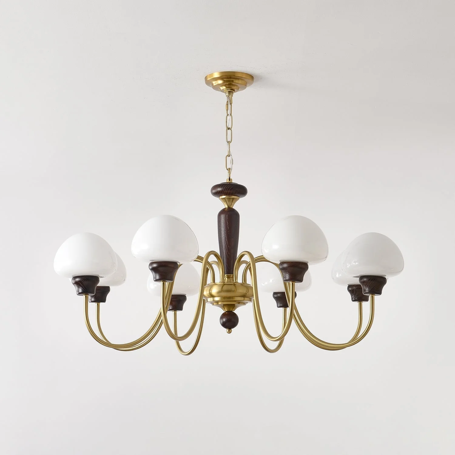 Lustra Chandelier Brass Wood Mushroom Classic - Image 25