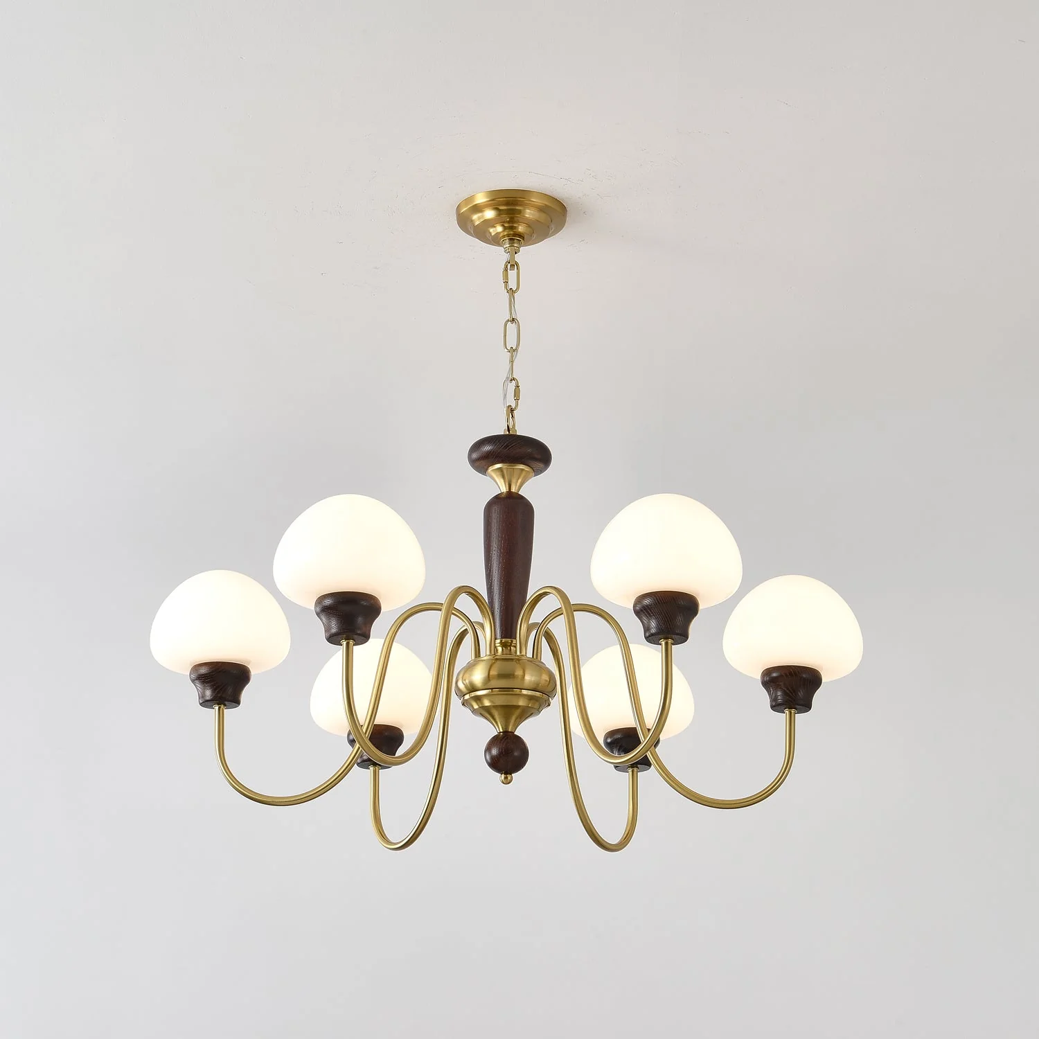 Lustra Chandelier Brass Wood Mushroom Classic - Image 27