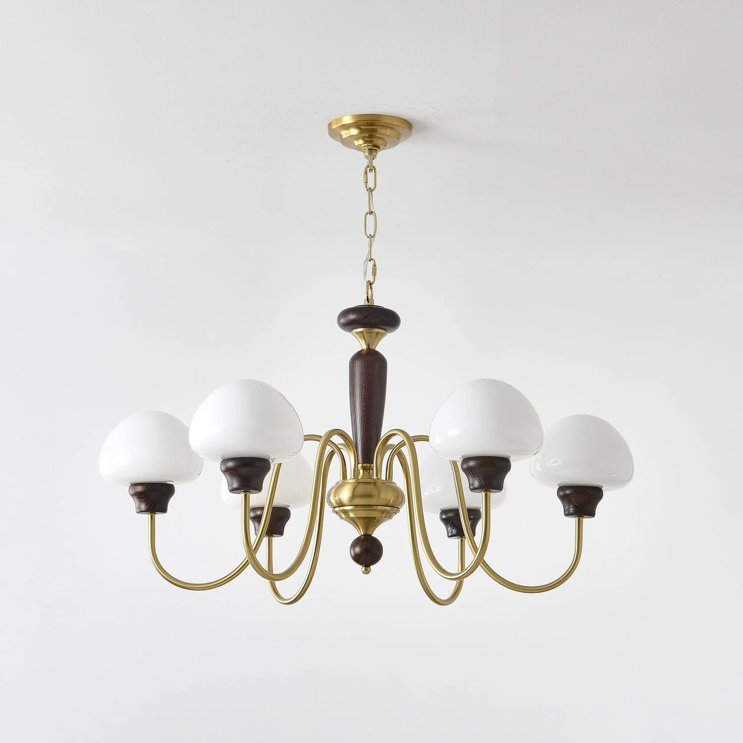 Lustra Chandelier Brass Wood Mushroom Classic - Image 3