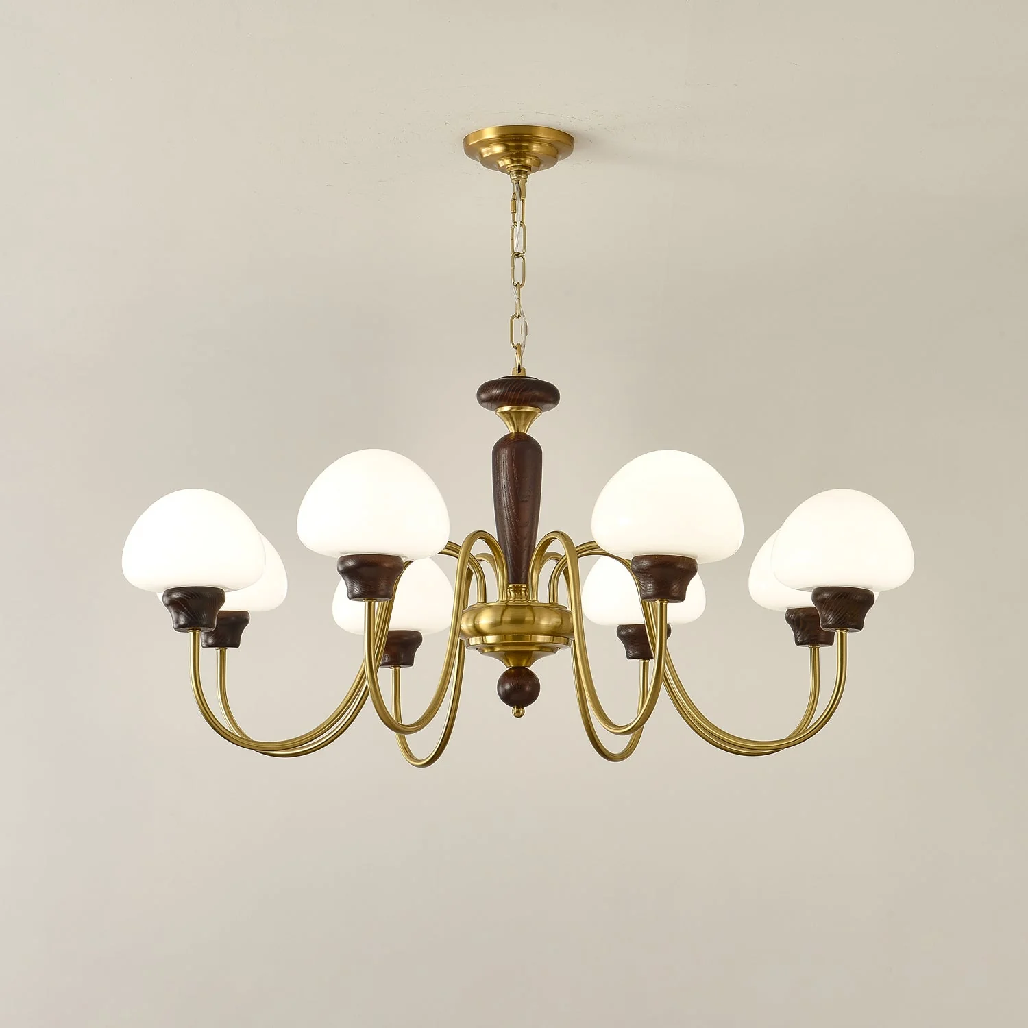 Lustra Chandelier Brass Wood Mushroom Classic - Image 4
