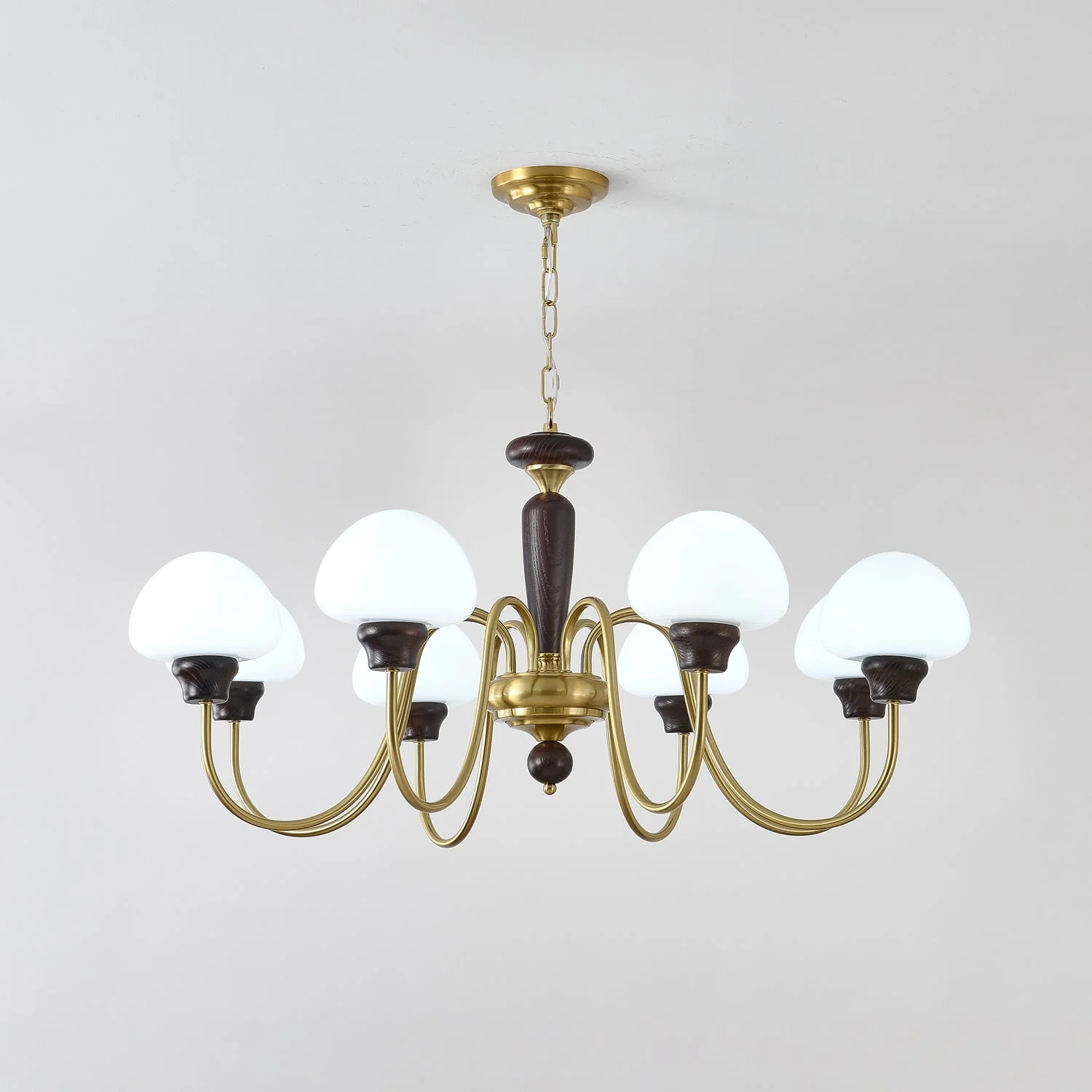 Lustra Chandelier Brass Wood Mushroom Classic - Image 5