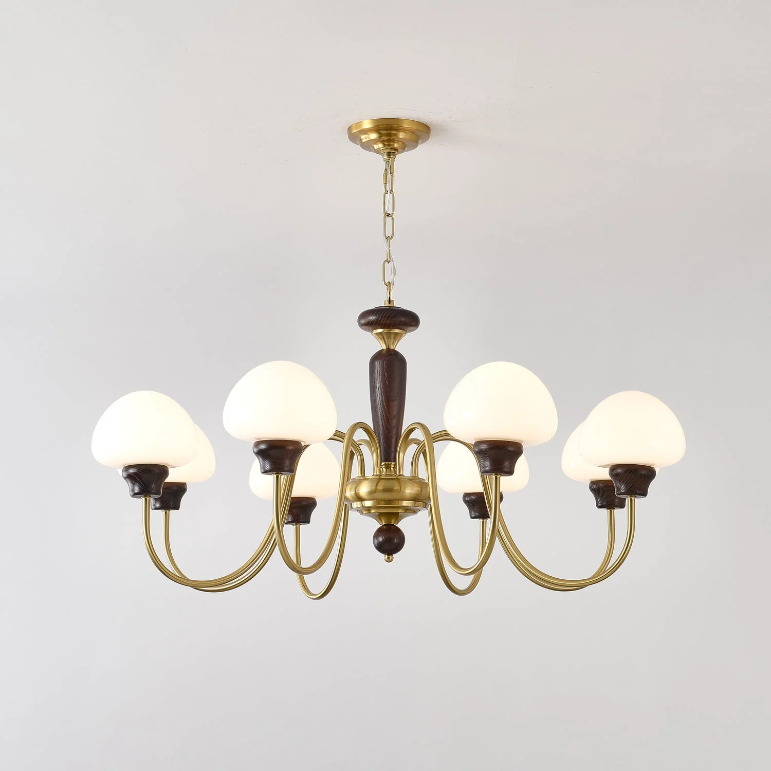 Lustra Chandelier Brass Wood Mushroom Classic - Image 7