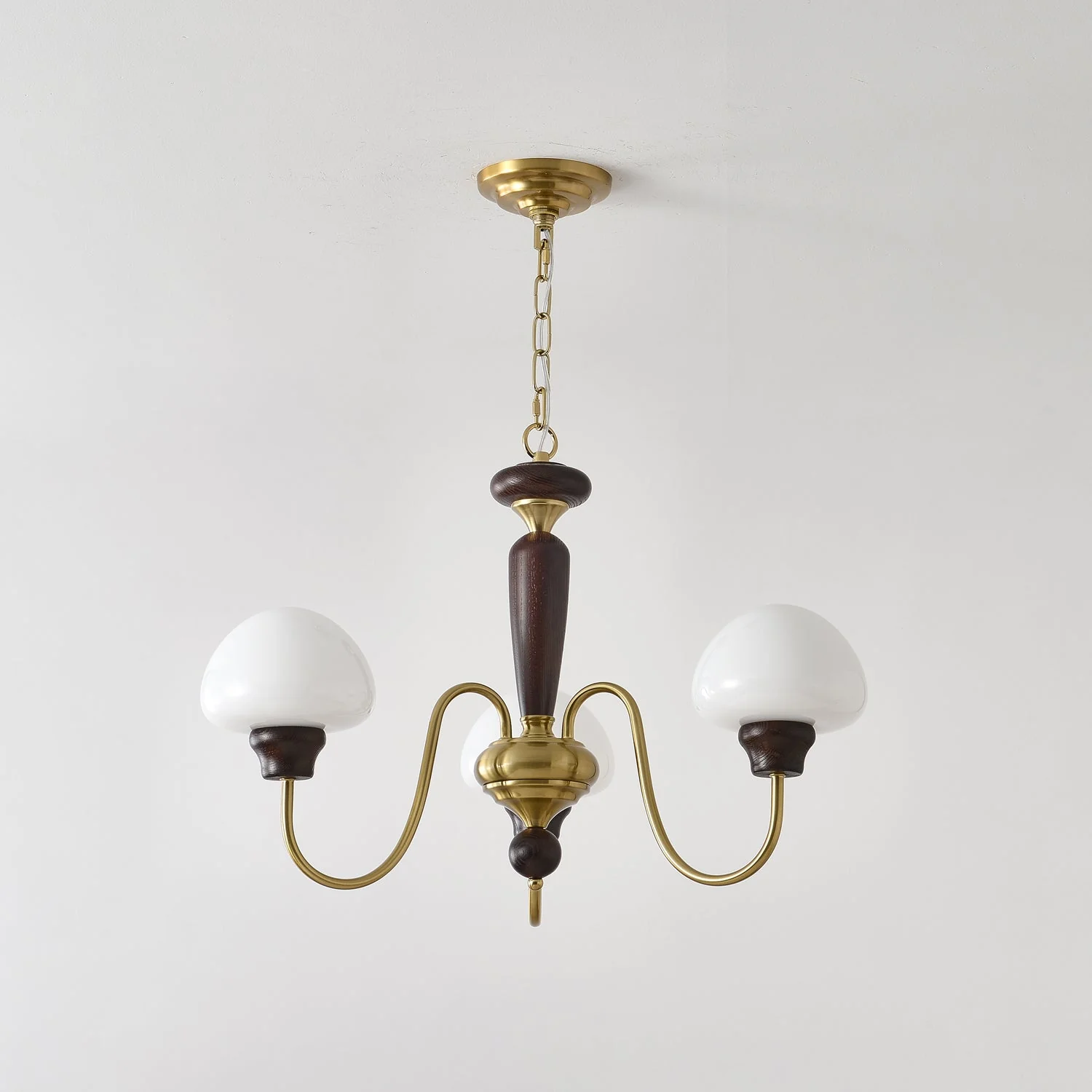 Lustra Chandelier Brass Wood Mushroom Classic - Image 8