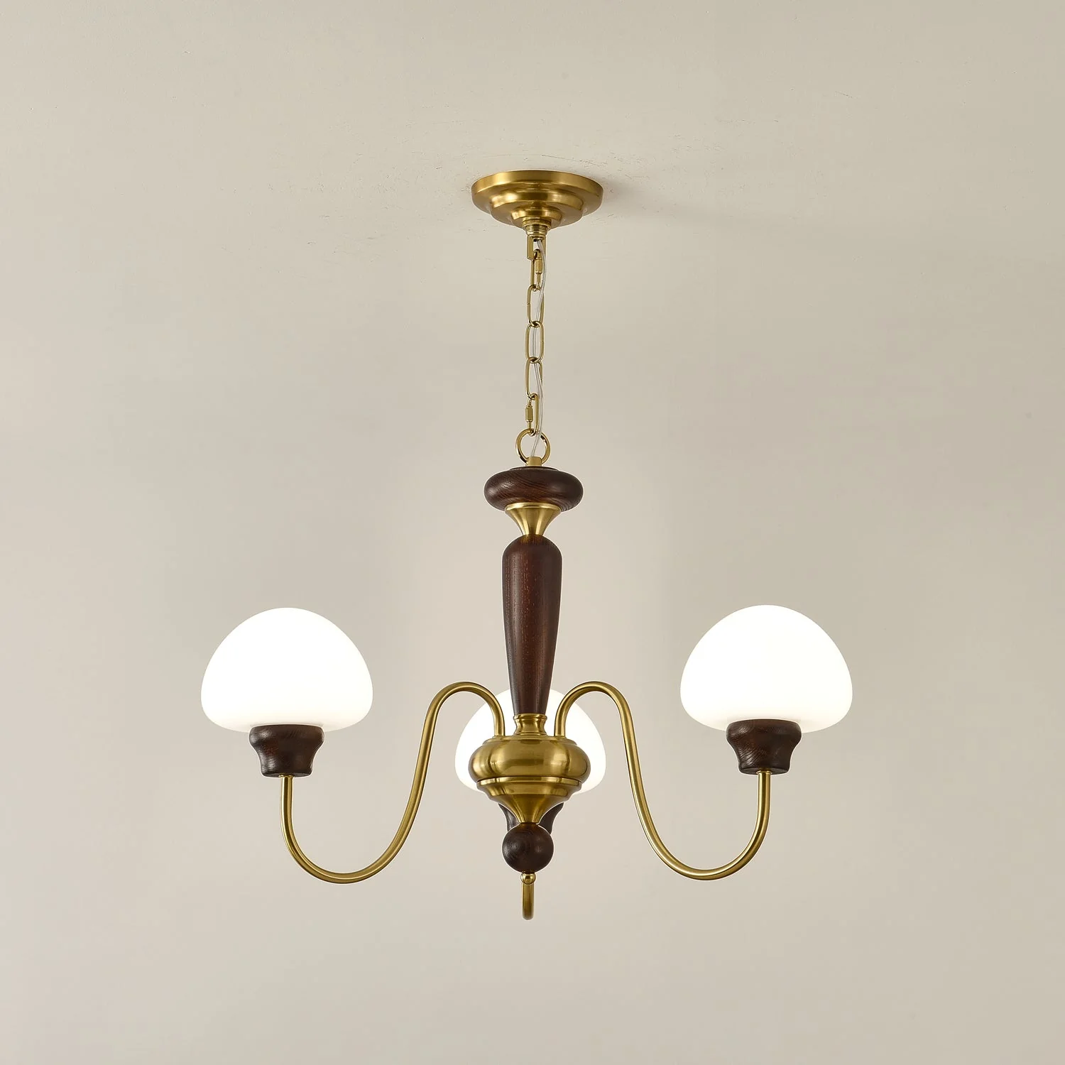 Lustra Chandelier Brass Wood Mushroom Classic - Image 9