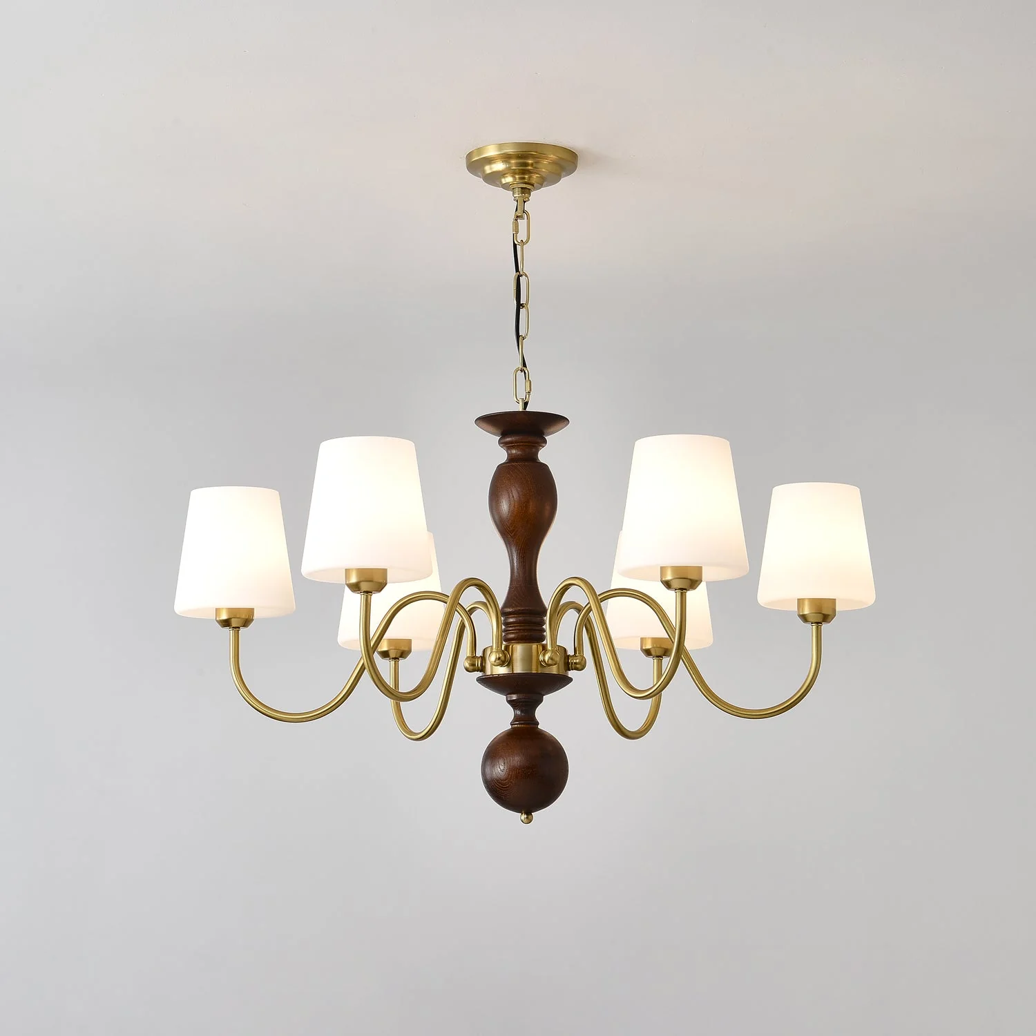 Lustra Chandelier Brass Wood Rustic Vintage - Image 10