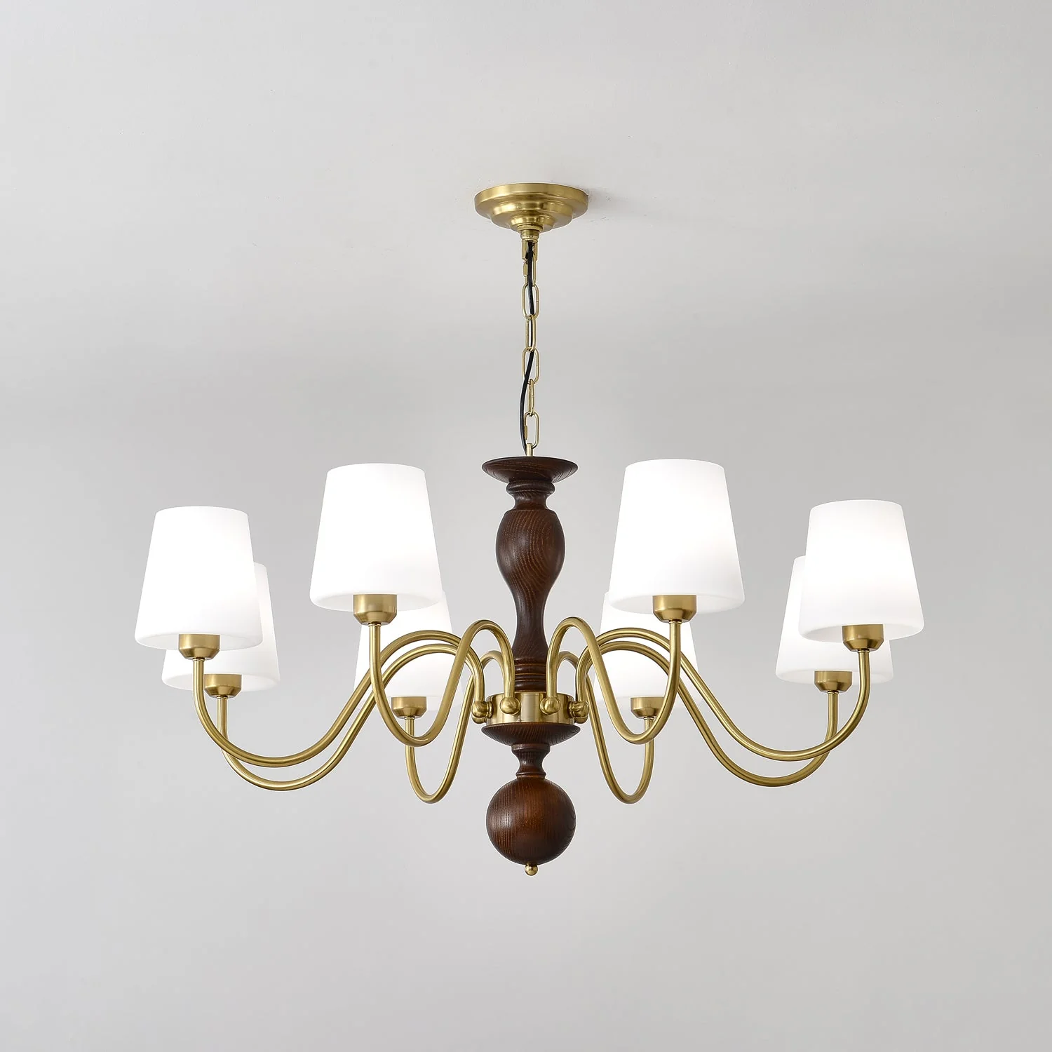 Lustra Chandelier Brass Wood Rustic Vintage - Image 11
