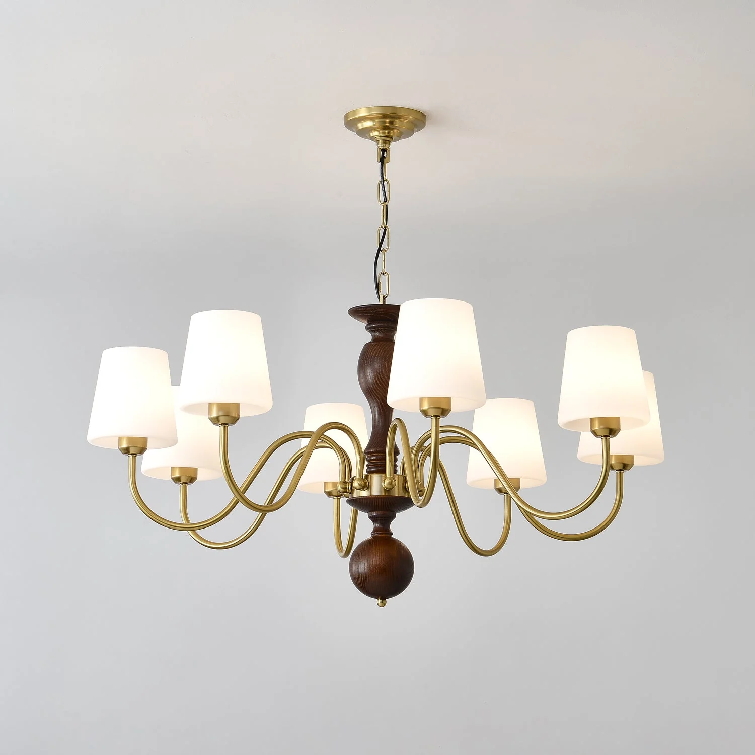 Lustra Chandelier Brass Wood Rustic Vintage - Image 17