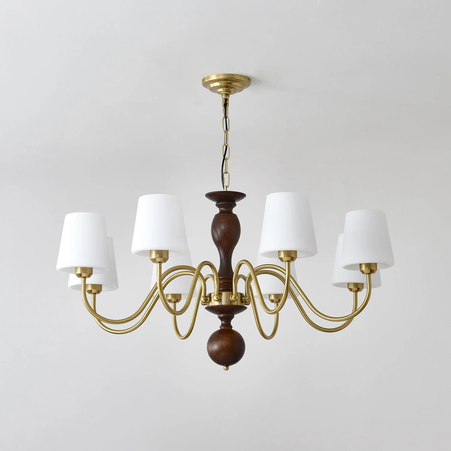 Lustra Chandelier Brass Wood Rustic Vintage - Image 18