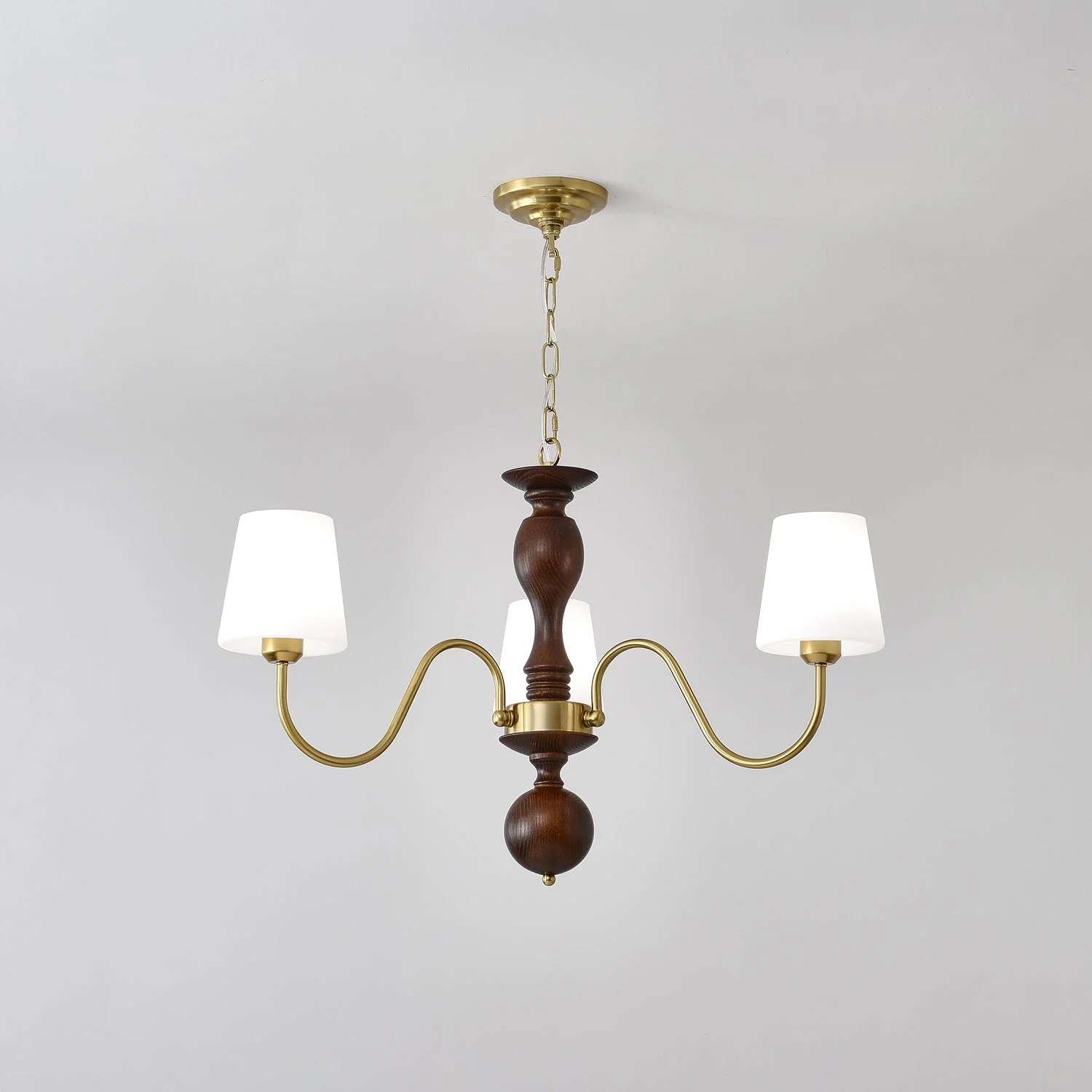Lustra Chandelier Brass Wood Rustic Vintage - Image 2