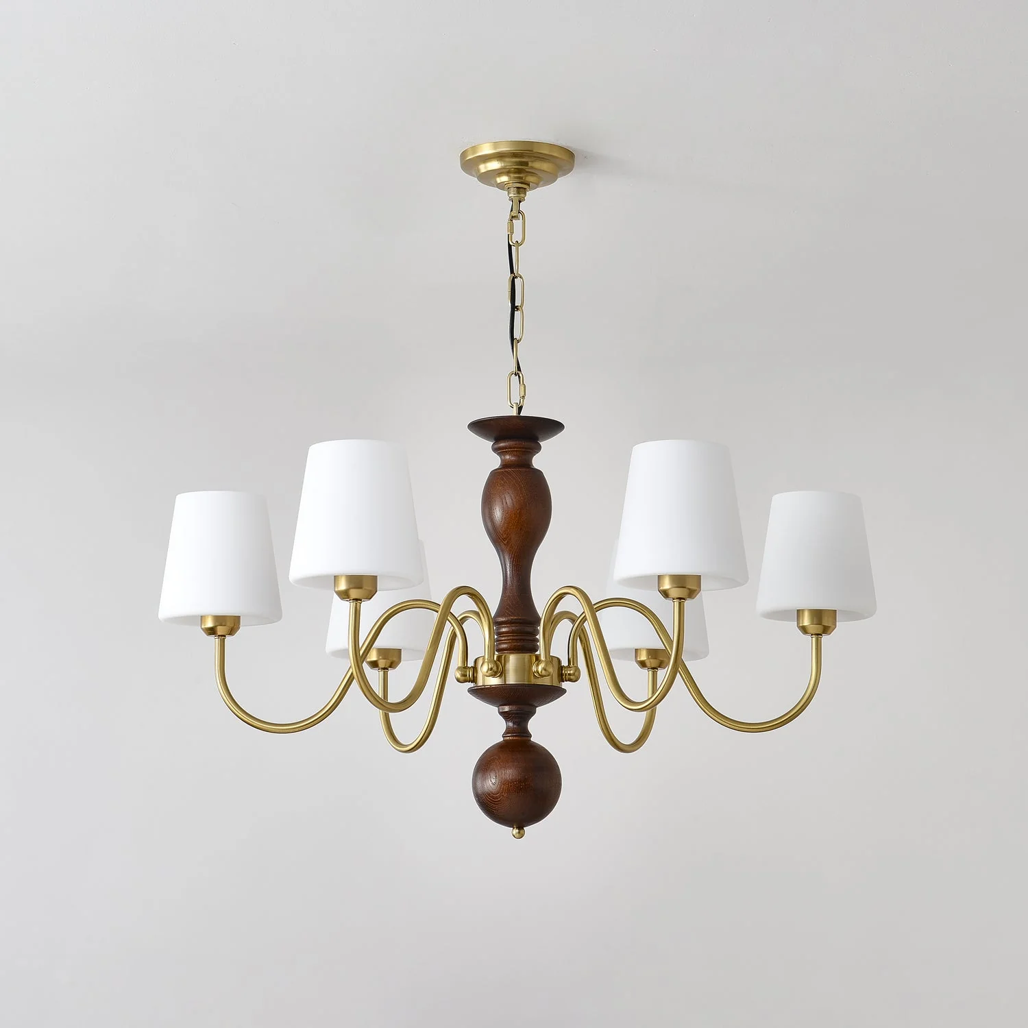 Lustra Chandelier Brass Wood Rustic Vintage - Image 20