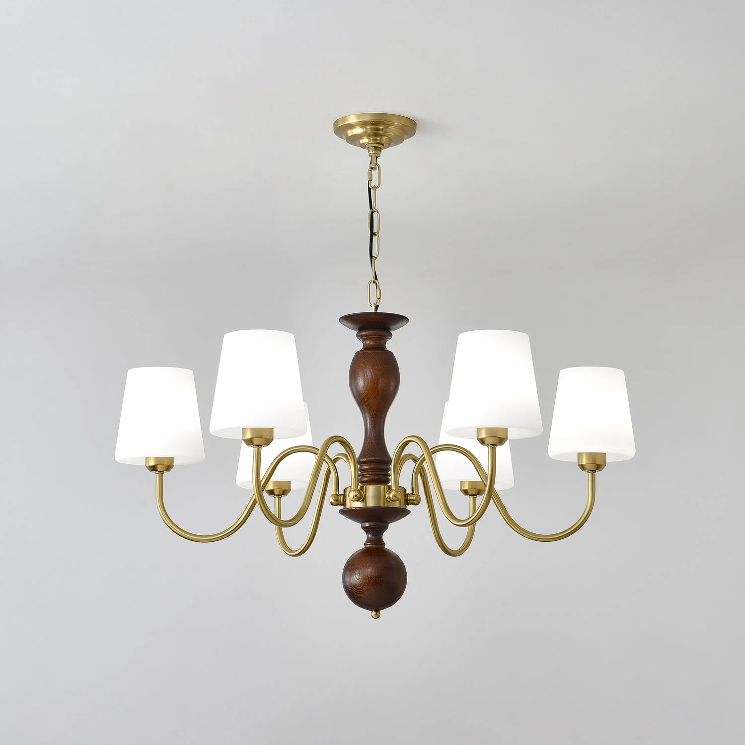 Lustra Chandelier Brass Wood Rustic Vintage - Image 21
