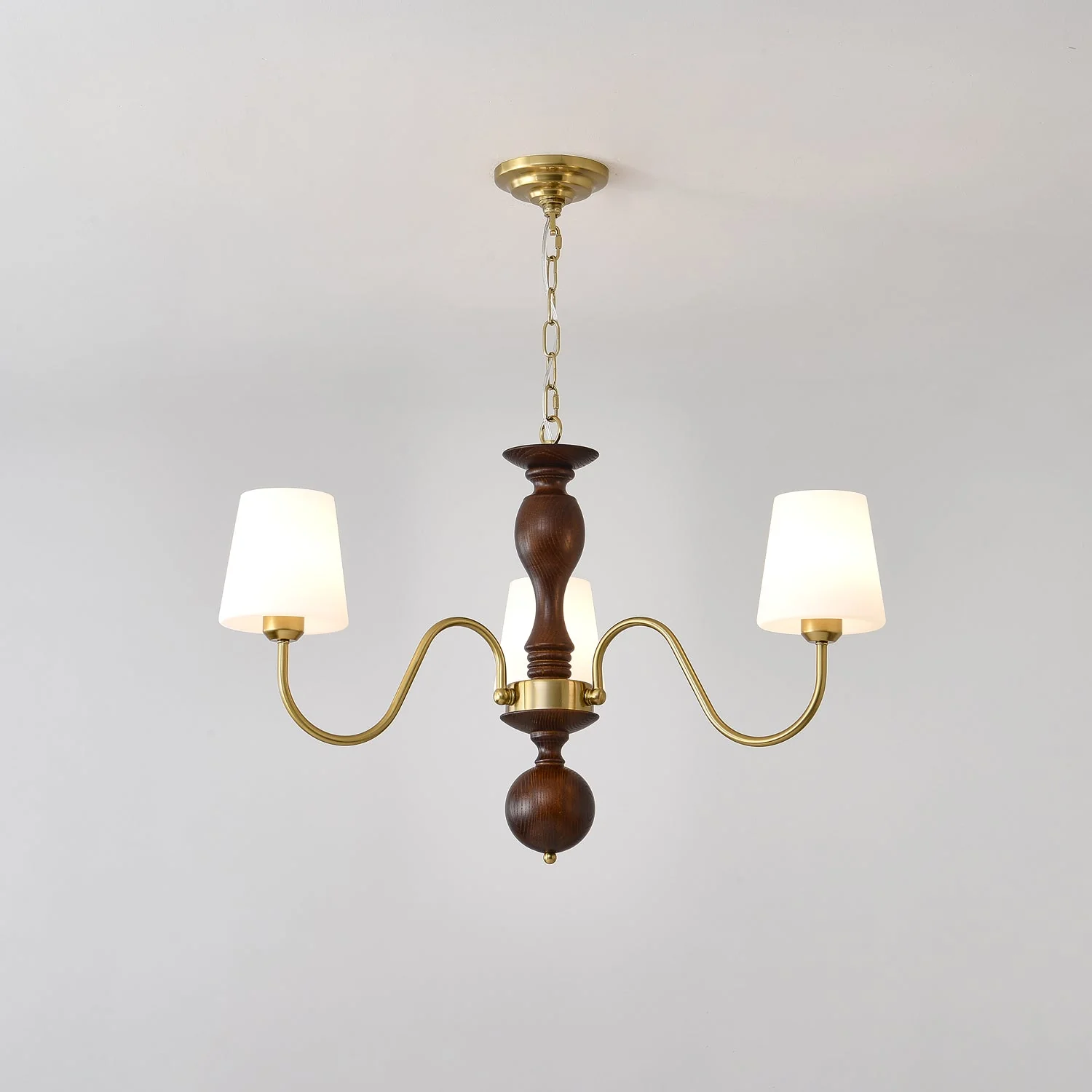 Lustra Chandelier Brass Wood Rustic Vintage - Image 22