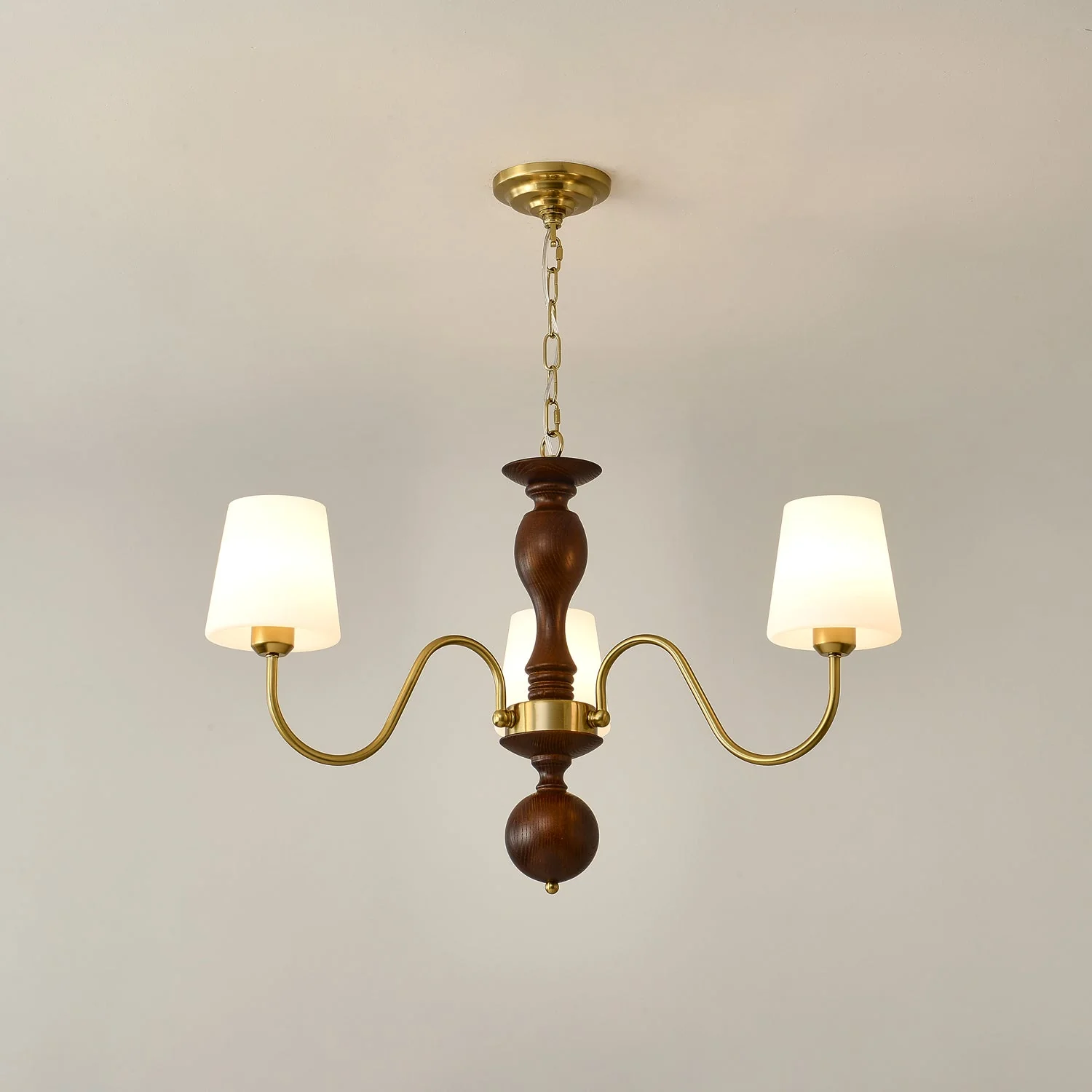 Lustra Chandelier Brass Wood Rustic Vintage - Image 23