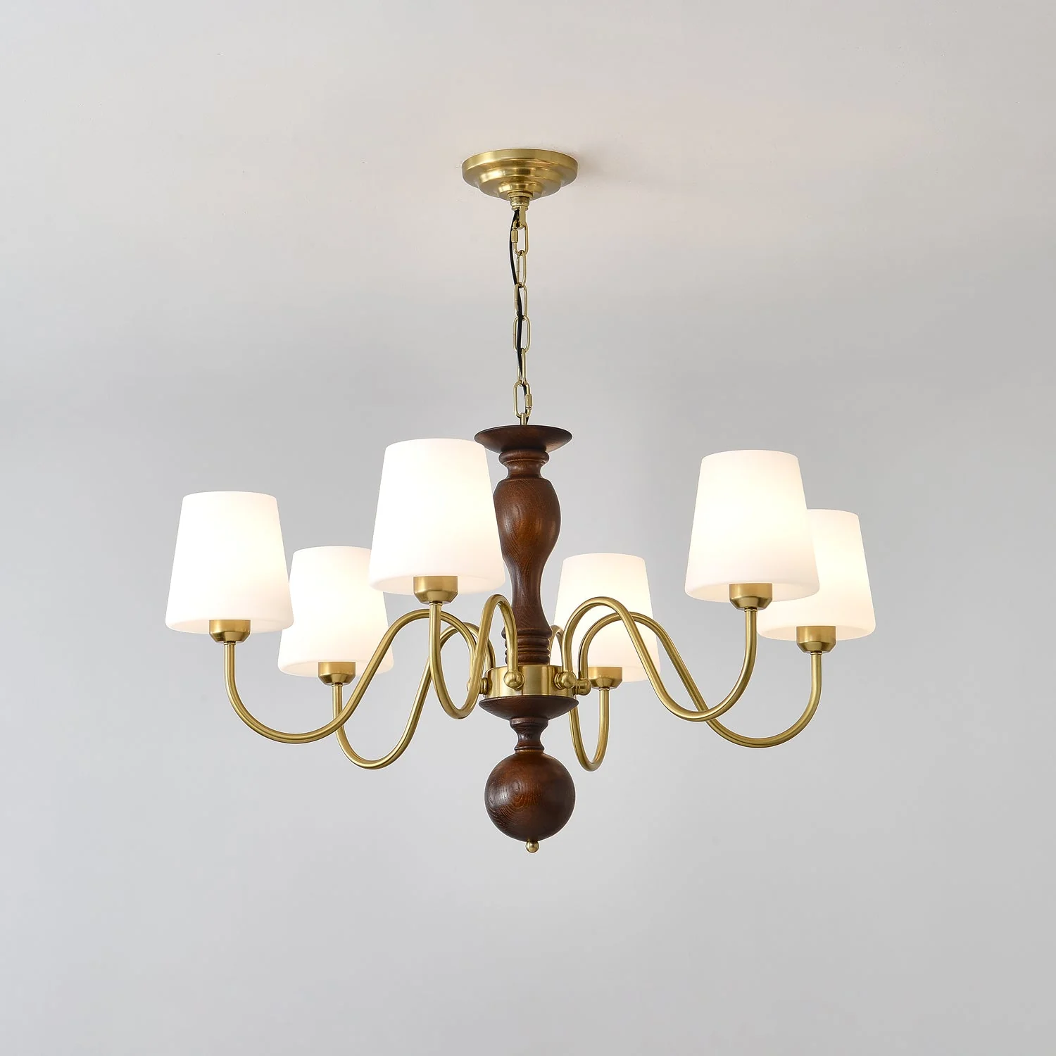 Lustra Chandelier Brass Wood Rustic Vintage - Image 25