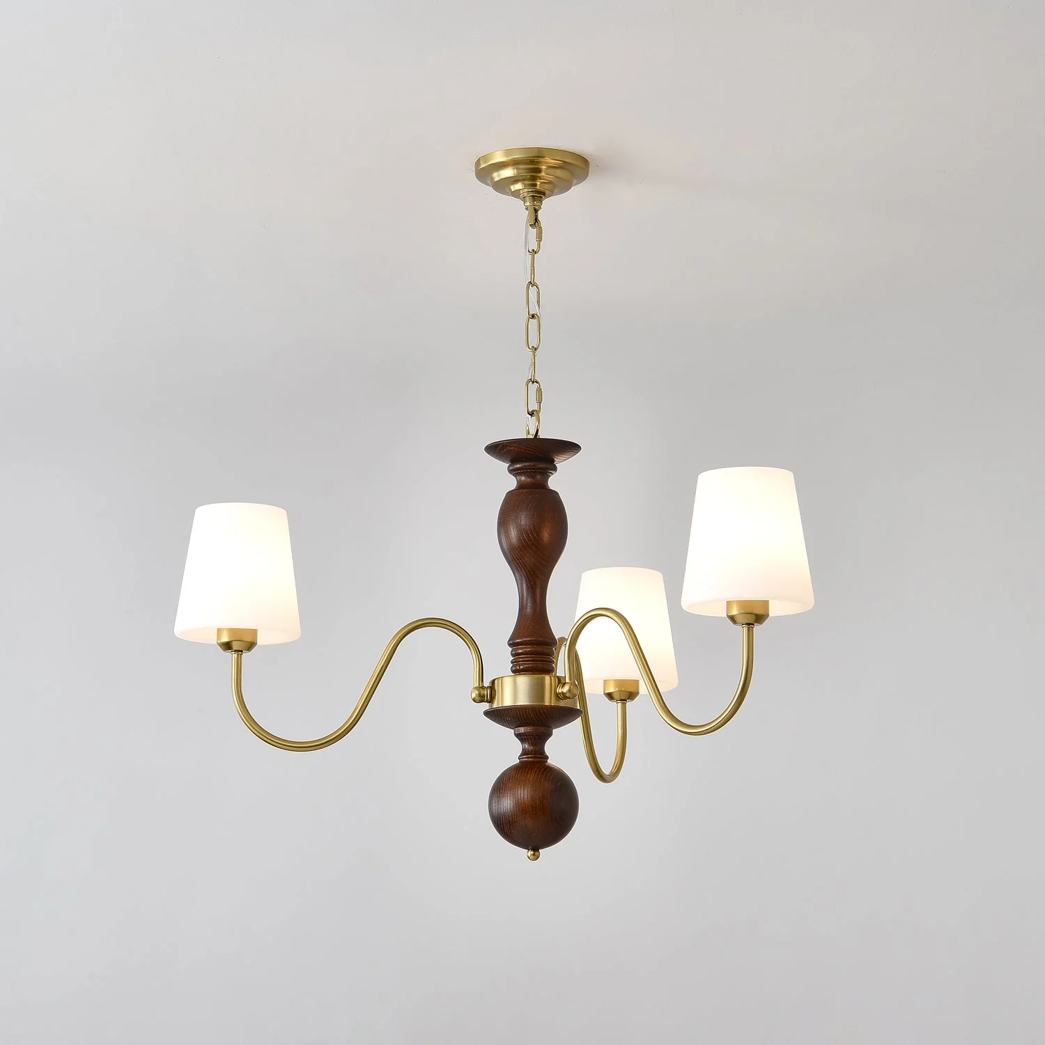 Lustra Chandelier Brass Wood Rustic Vintage - Image 26