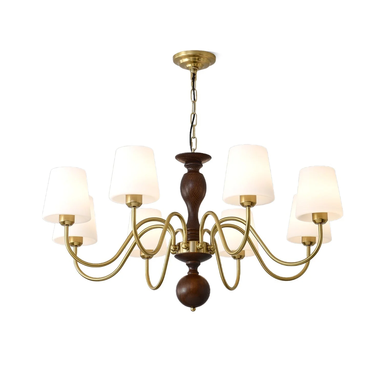 Lustra Chandelier Brass Wood Rustic Vintage - Image 3
