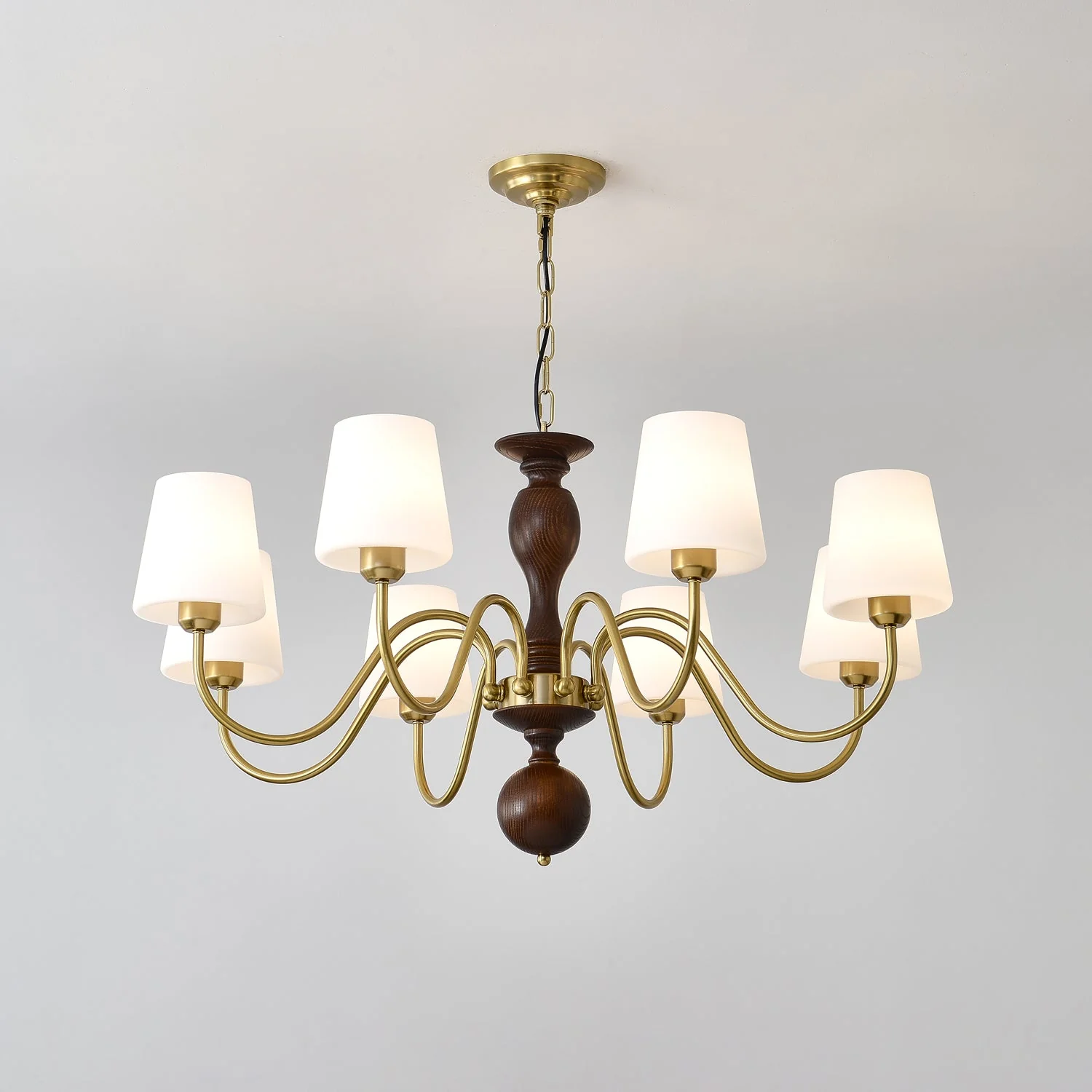 Lustra Chandelier Brass Wood Rustic Vintage - Image 4