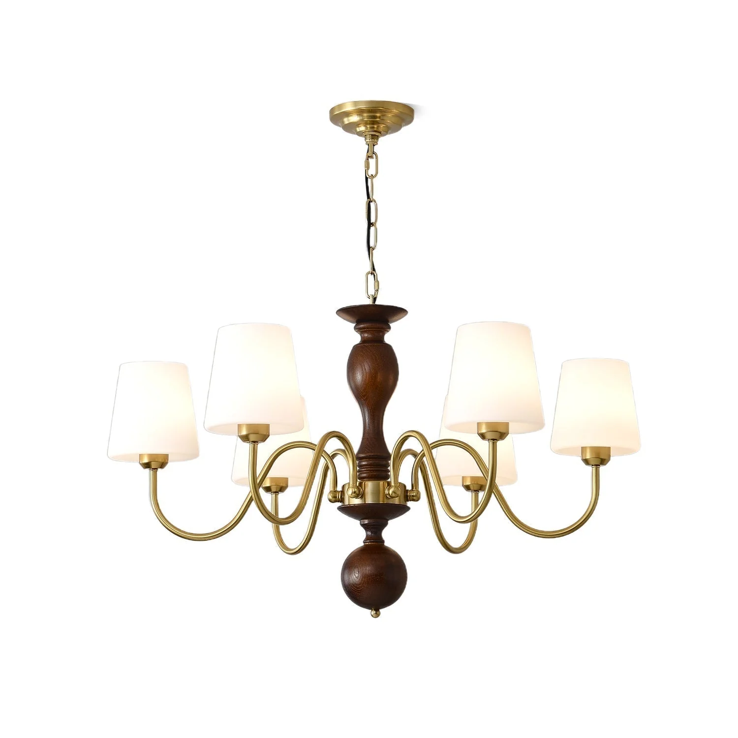 Lustra Chandelier Brass Wood Rustic Vintage - Image 5