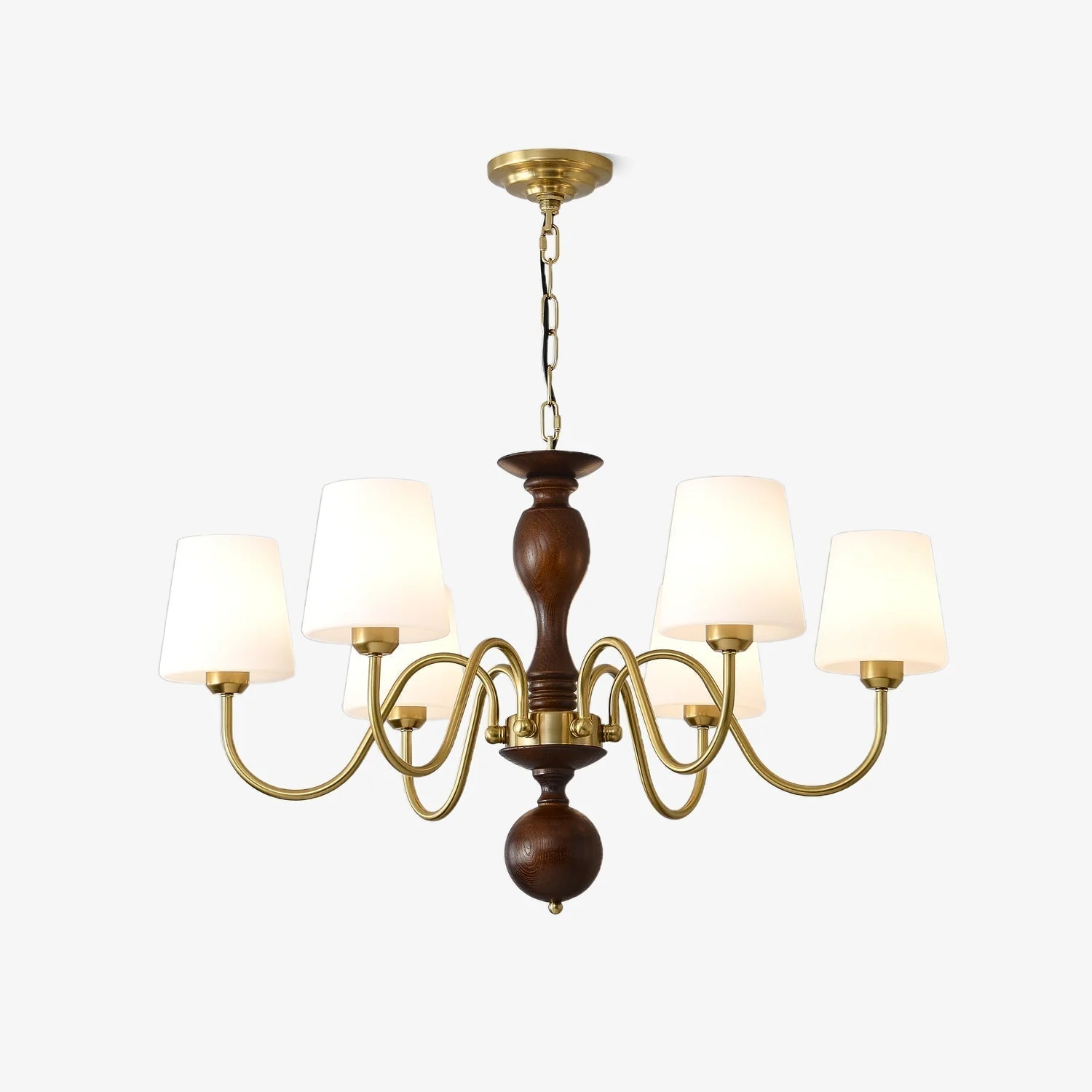 Lustra Chandelier Brass Wood Rustic Vintage - Image 6