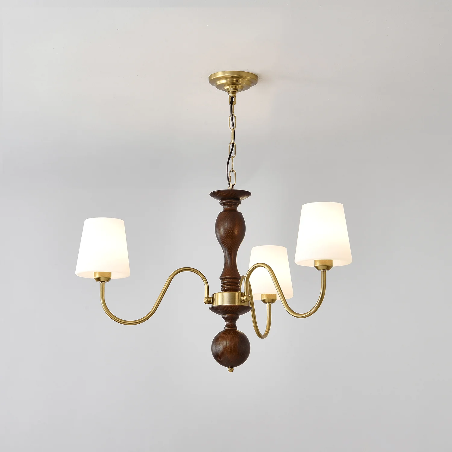 Lustra Chandelier Brass Wood Rustic Vintage - Image 9