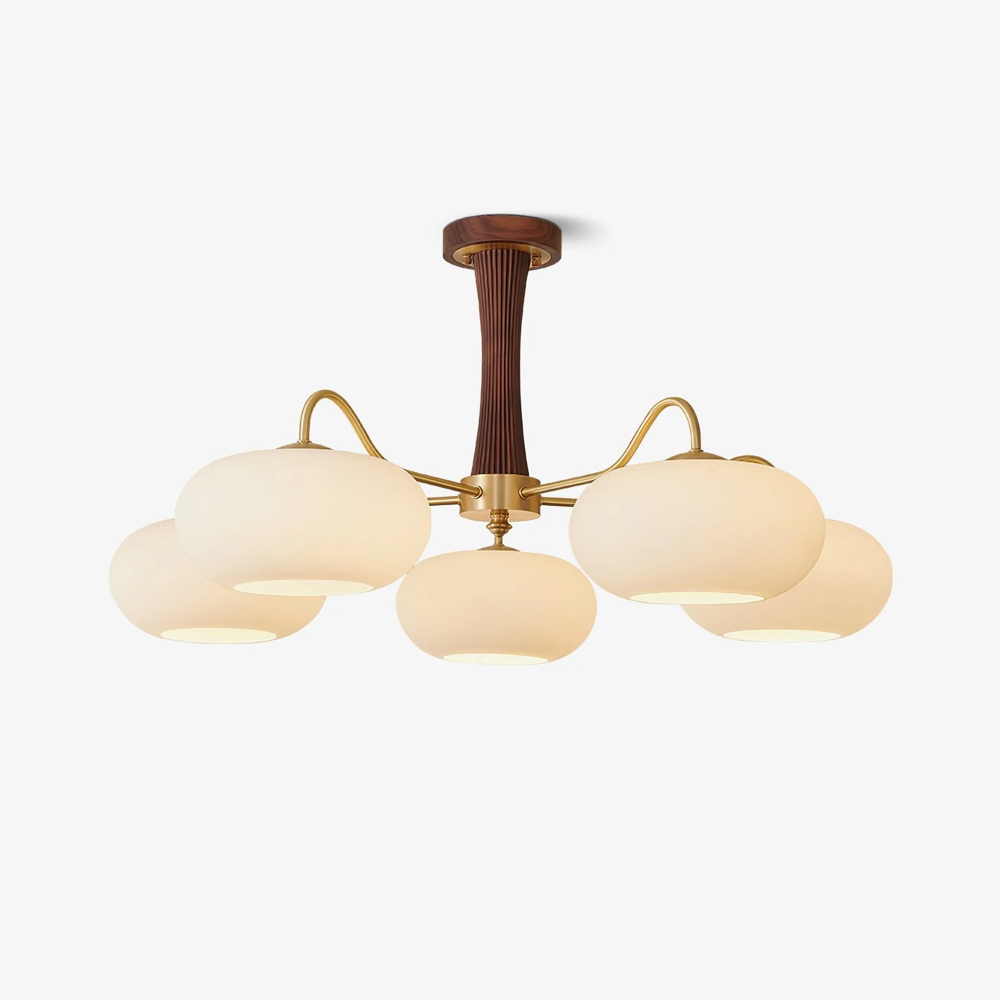 Lustra Chandelier Brass Wooden Persimmon