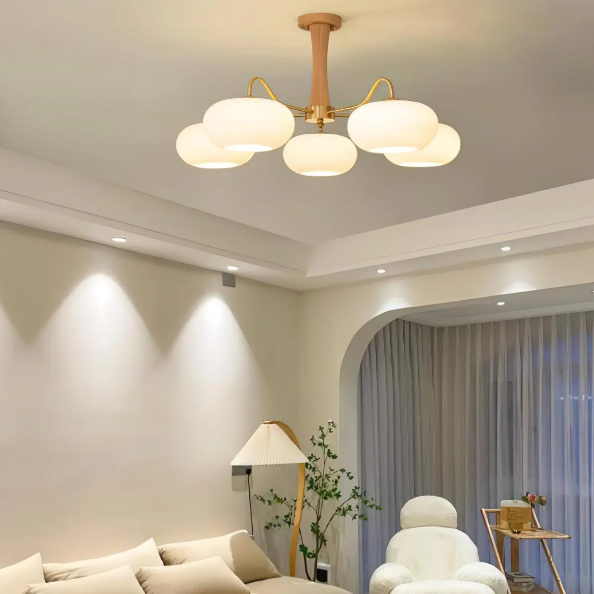 Lustra Chandelier Brass Wooden Persimmon - Image 12