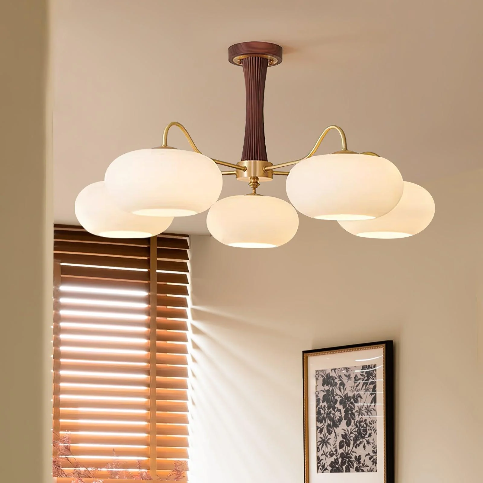 Lustra Chandelier Brass Wooden Persimmon - Image 20