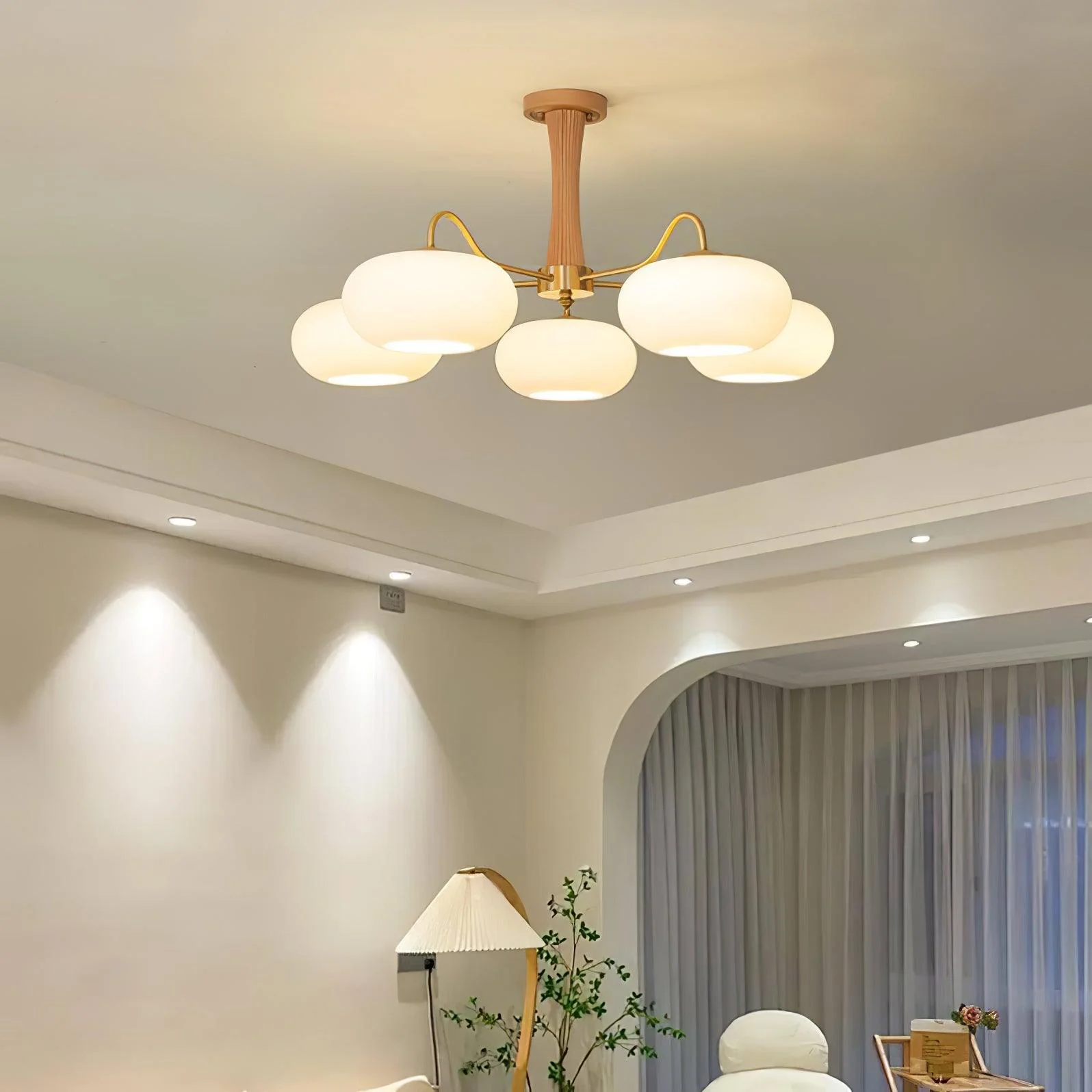 Lustra Chandelier Brass Wooden Persimmon - Image 35