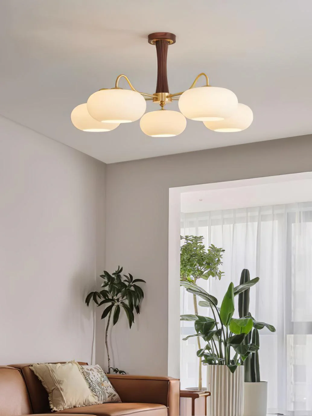 Lustra Chandelier Brass Wooden Persimmon - Image 36