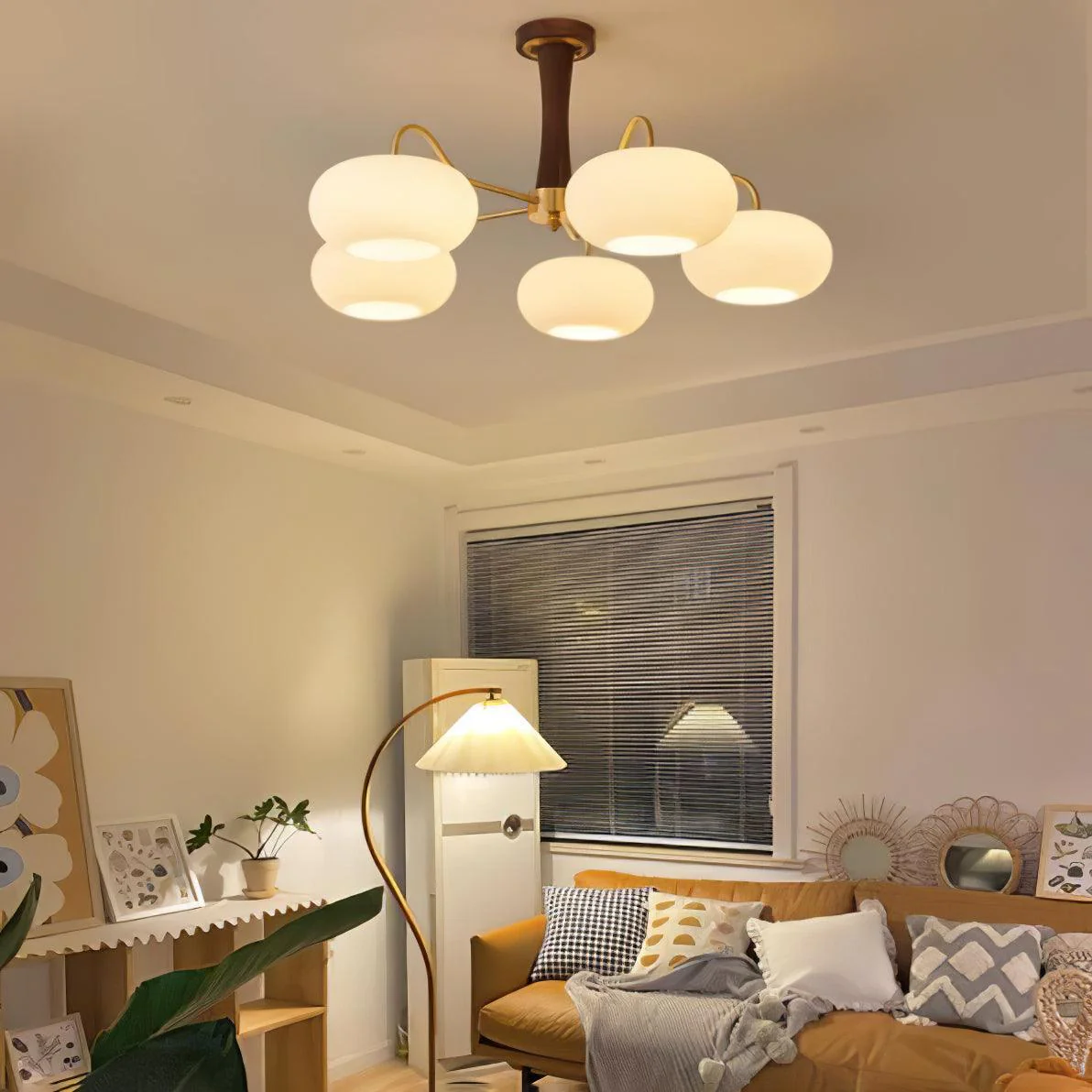 Lustra Chandelier Brass Wooden Persimmon - Image 39