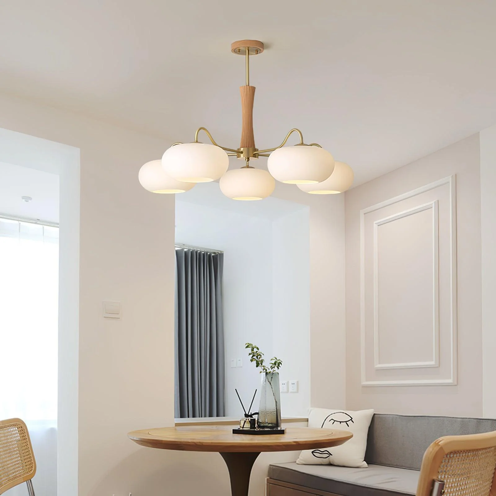 Lustra Chandelier Brass Wooden Persimmon - Image 4