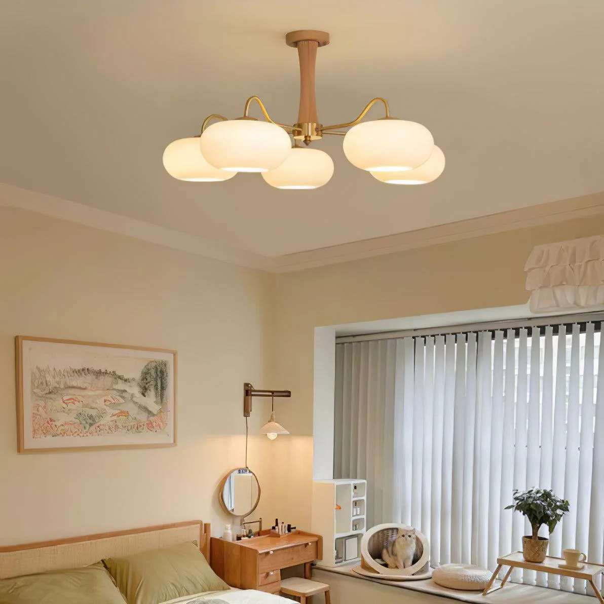 Lustra Chandelier Brass Wooden Persimmon - Image 40