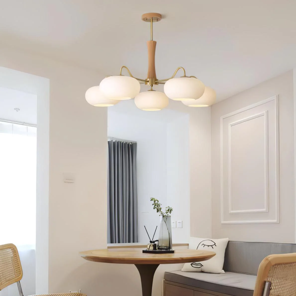 Lustra Chandelier Brass Wooden Persimmon - Image 41