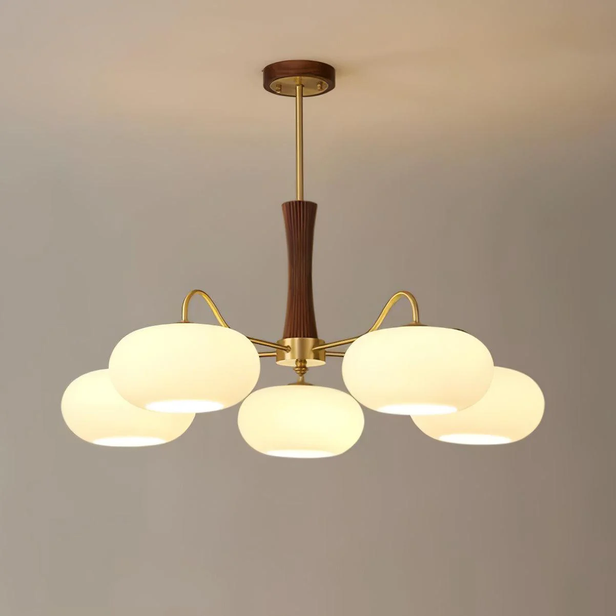 Lustra Chandelier Brass Wooden Persimmon - Image 44