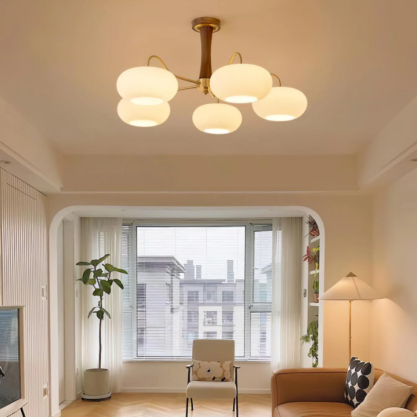 Lustra Chandelier Brass Wooden Persimmon - Image 8