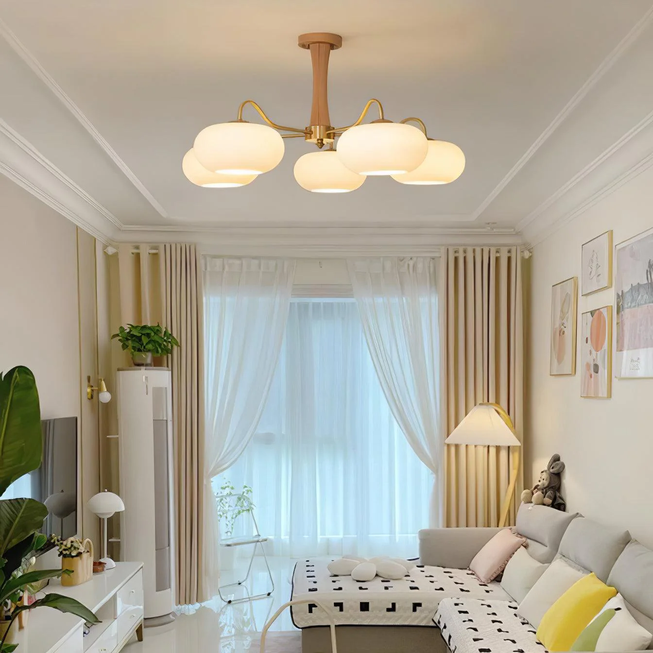 Lustra Chandelier Brass Wooden Persimmon - Image 9