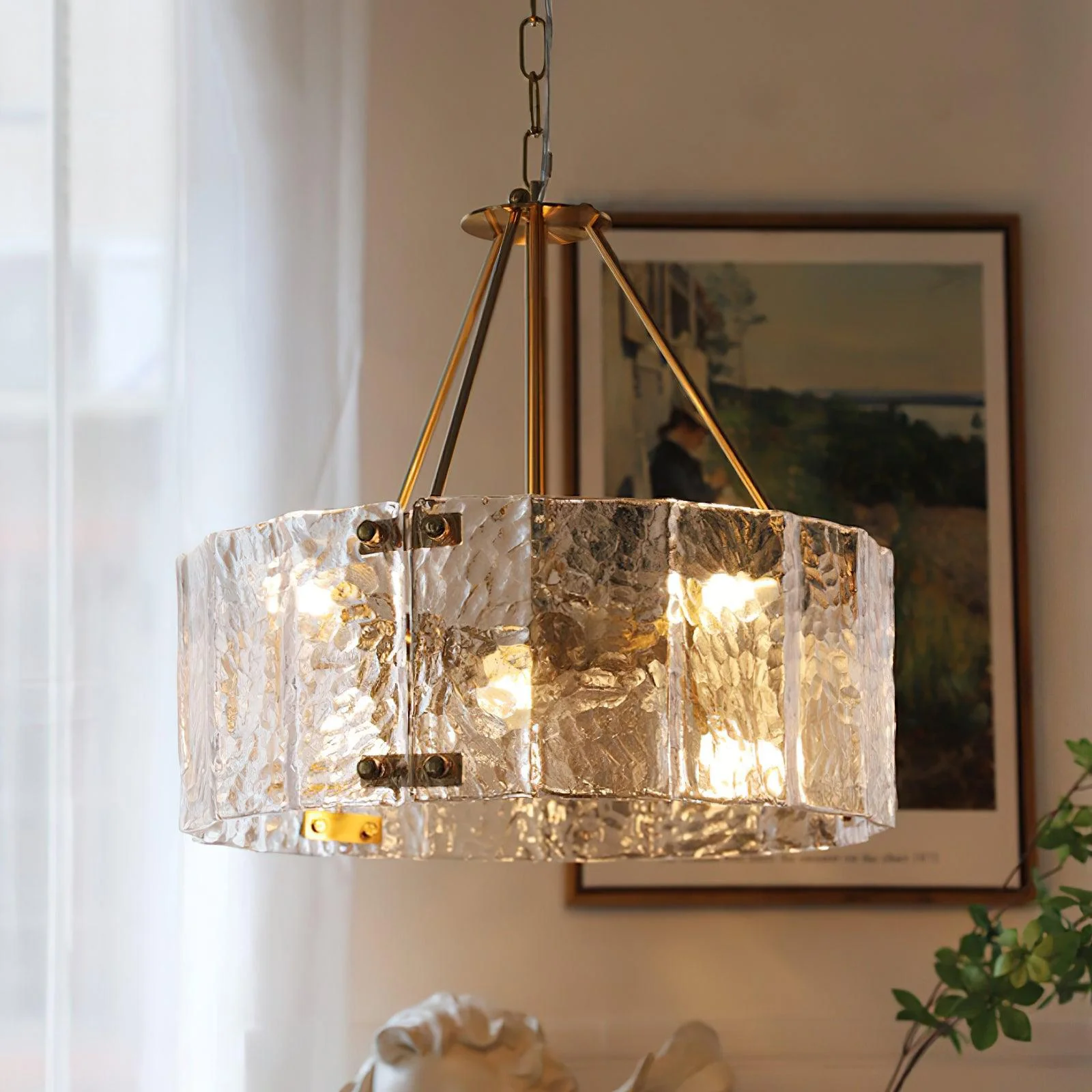 Lustra Chandelier Calvert Clear Textured Glass - Image 3