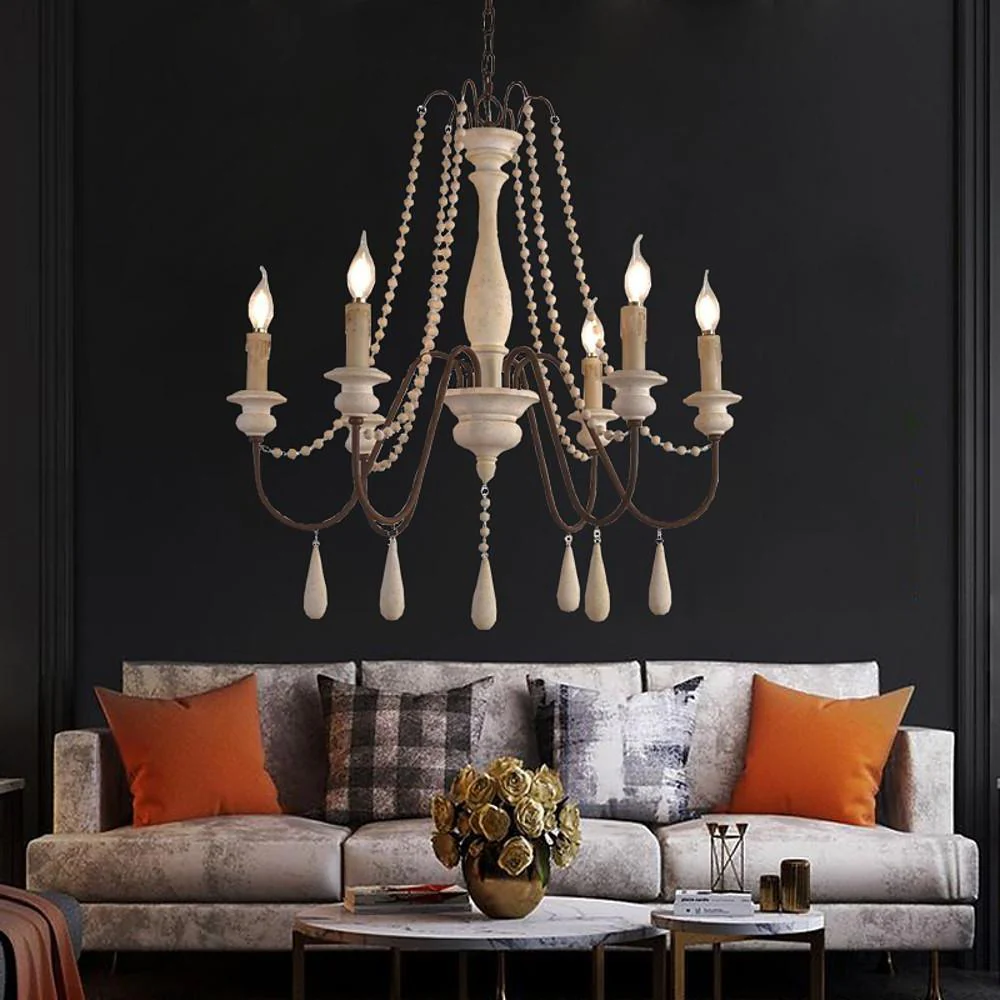 Lustra Chandelier Candle Scroll Arm Rustic - Image 39