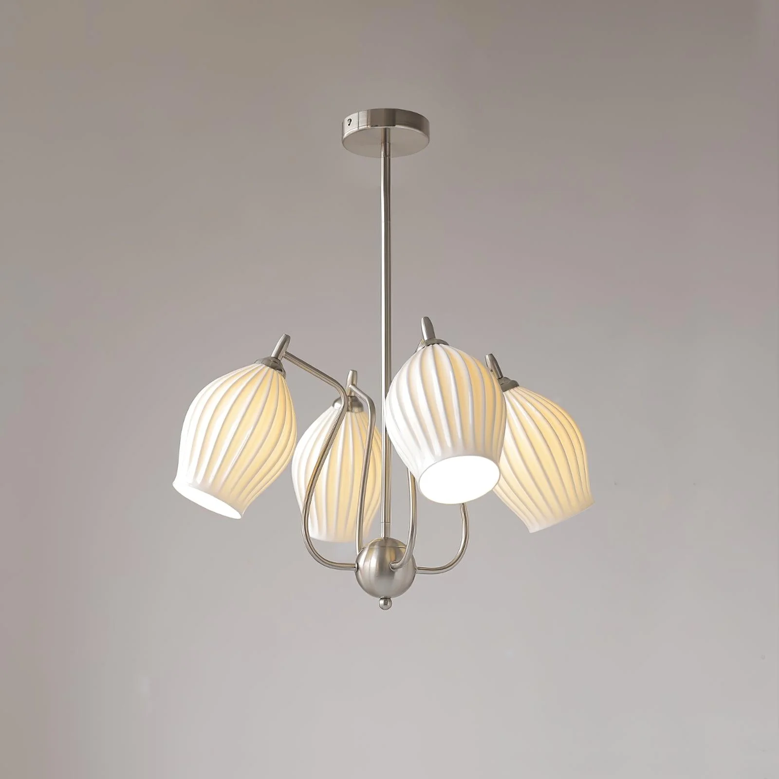Lustra Chandelier Ceramic Ribbed Sculptural Glass Elegant - Image 15