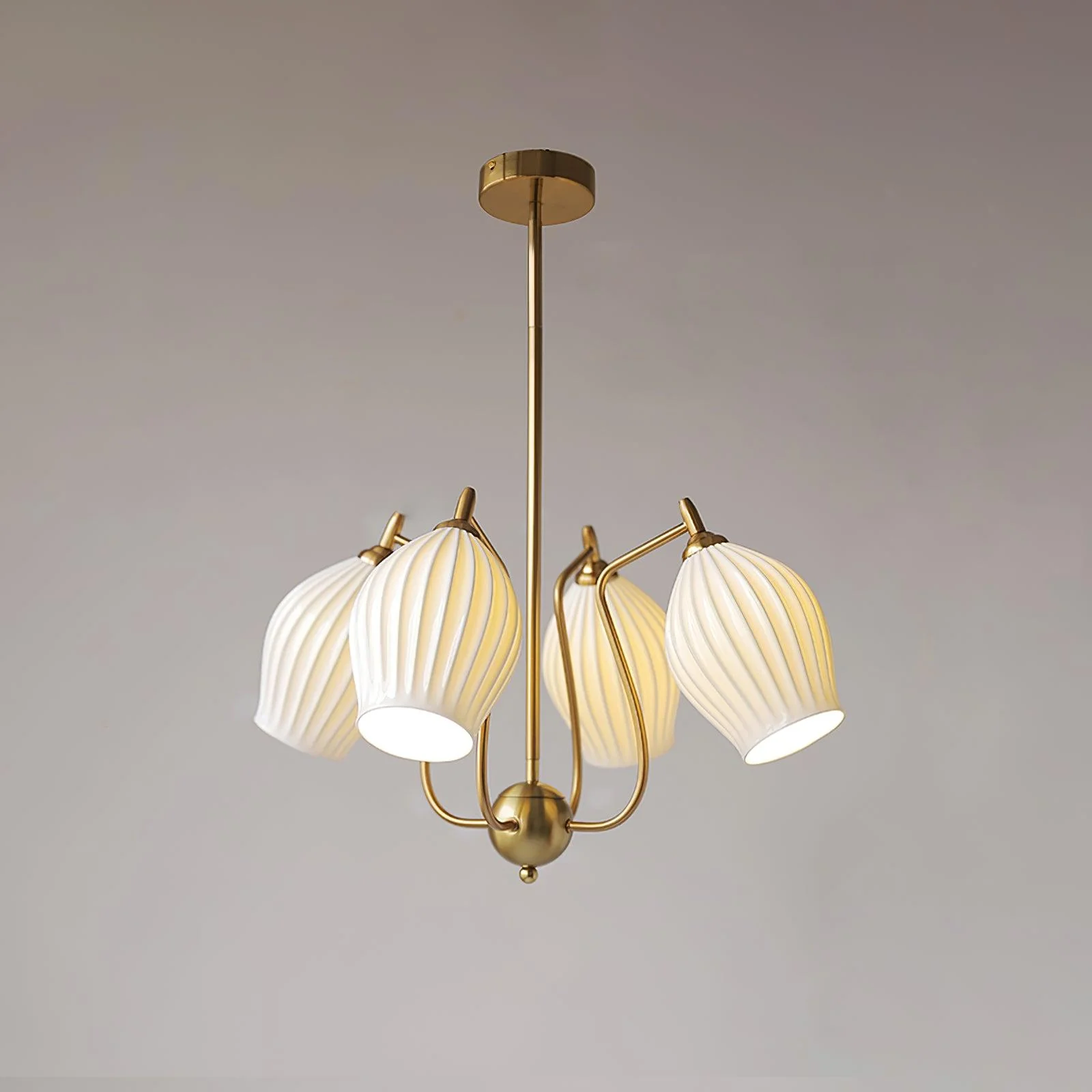 Lustra Chandelier Ceramic Ribbed Sculptural Glass Elegant - Image 17