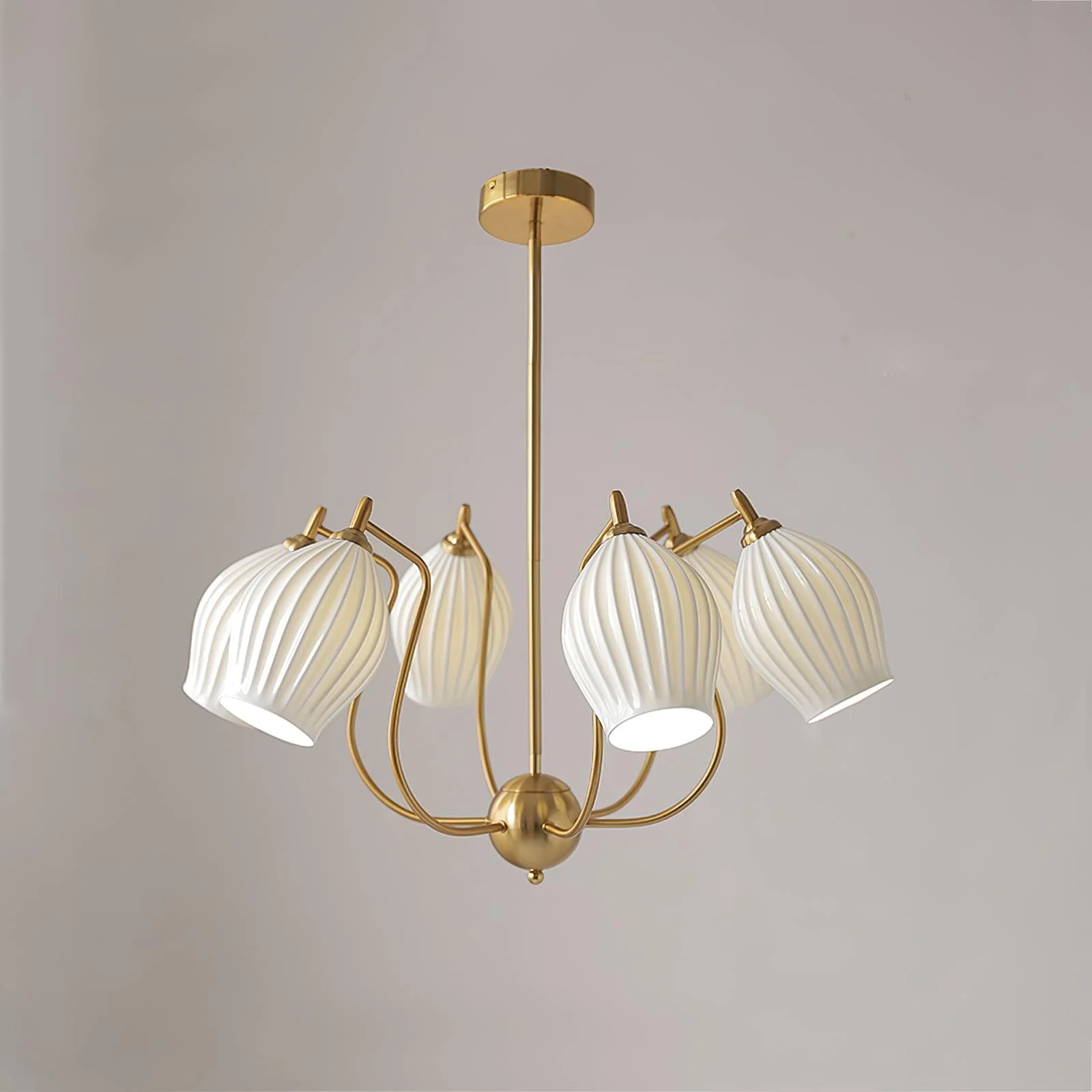Lustra Chandelier Ceramic Ribbed Sculptural Glass Elegant - Image 19