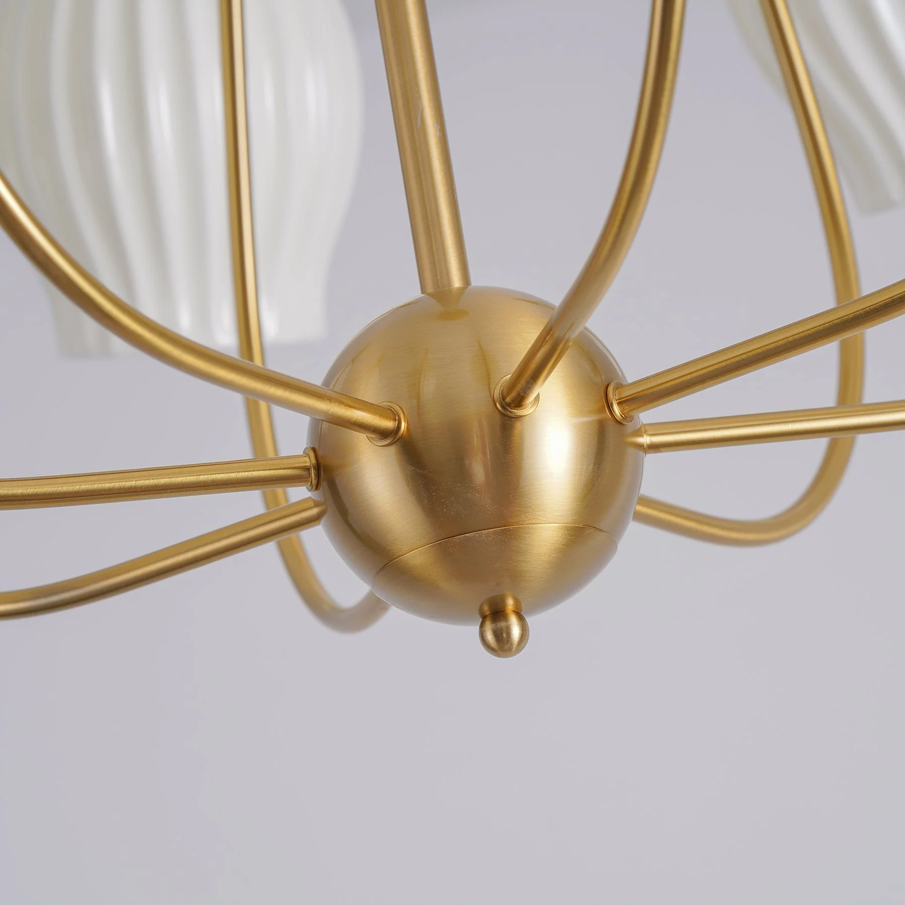 Lustra Chandelier Ceramic Ribbed Sculptural Glass Elegant - Image 2