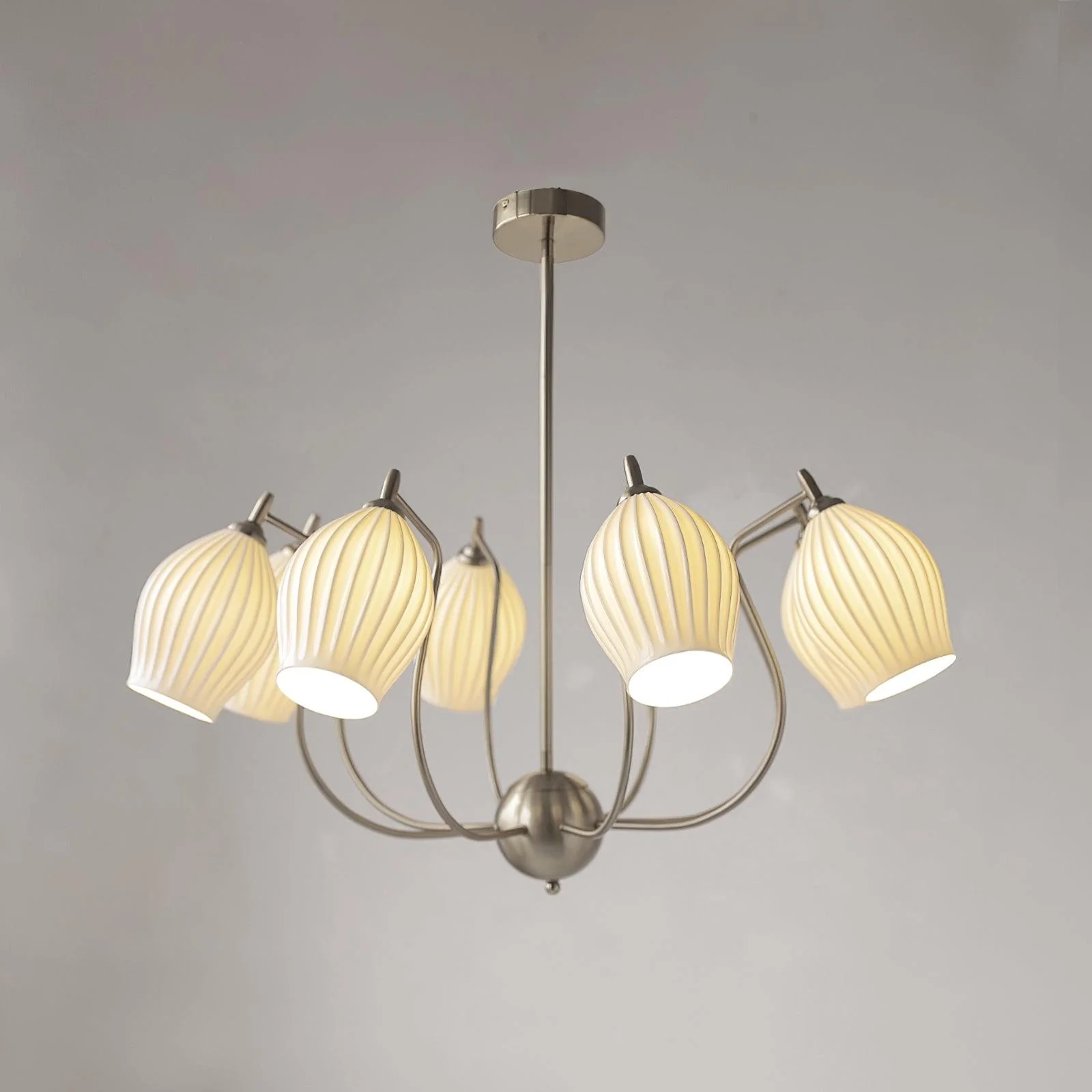 Lustra Chandelier Ceramic Ribbed Sculptural Glass Elegant - Image 20