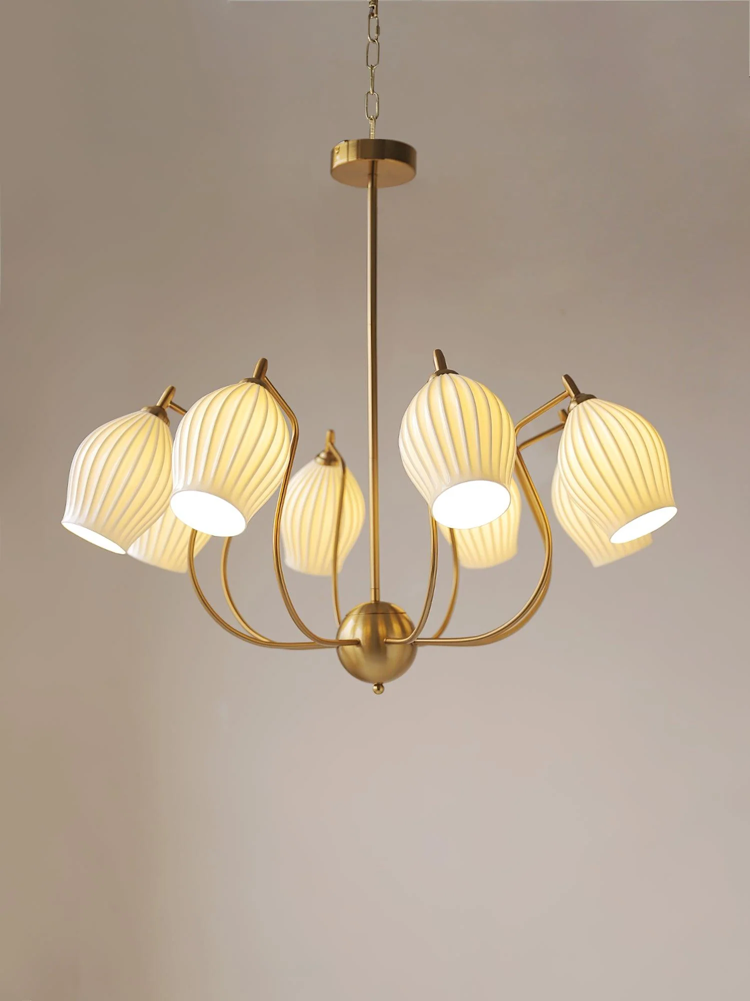Lustra Chandelier Ceramic Ribbed Sculptural Glass Elegant - Image 27