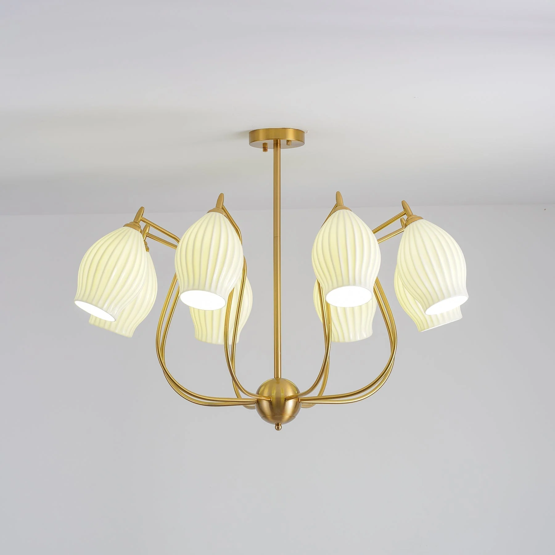 Lustra Chandelier Ceramic Ribbed Sculptural Glass Elegant - Image 29