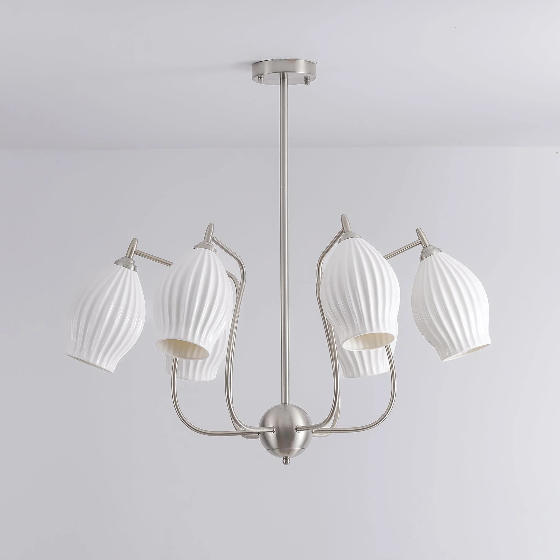 Lustra Chandelier Ceramic Ribbed Sculptural Glass Elegant - Image 31