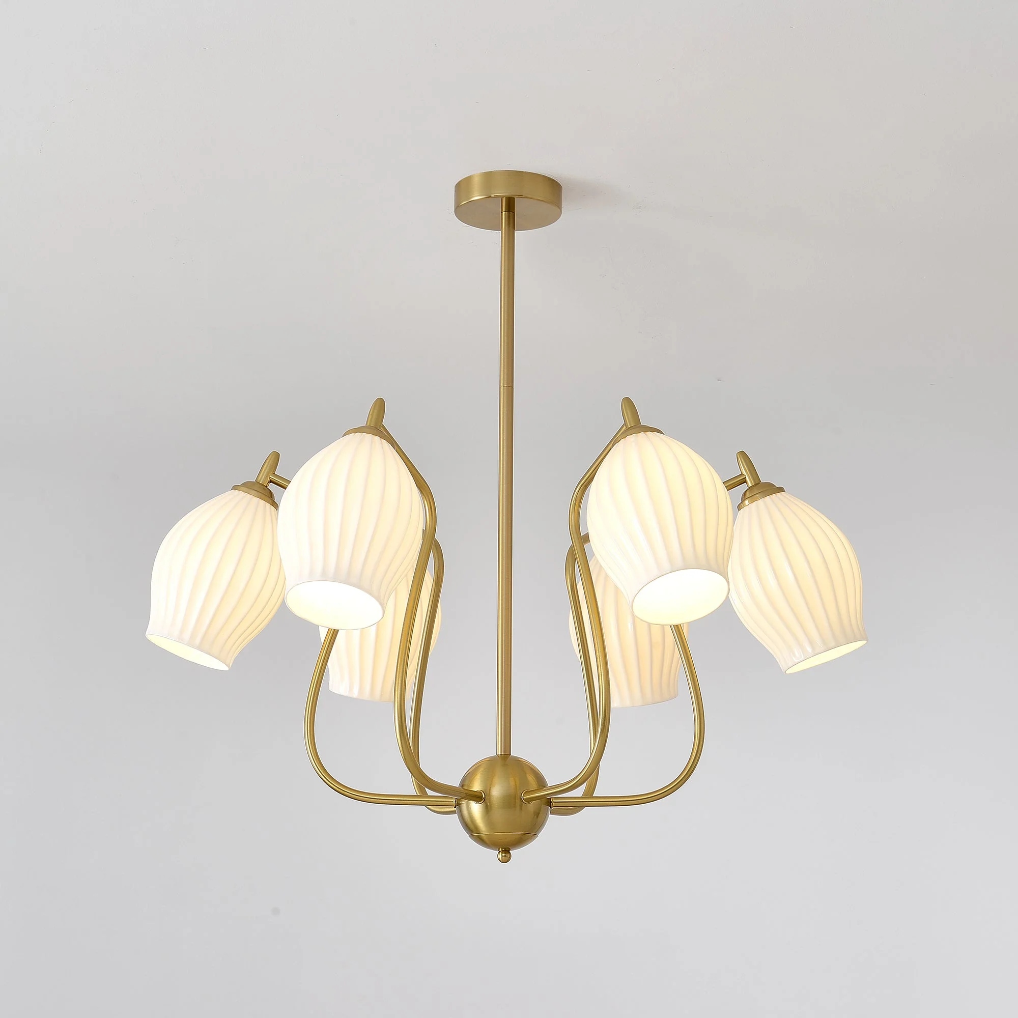 Lustra Chandelier Ceramic Ribbed Sculptural Glass Elegant - Image 32