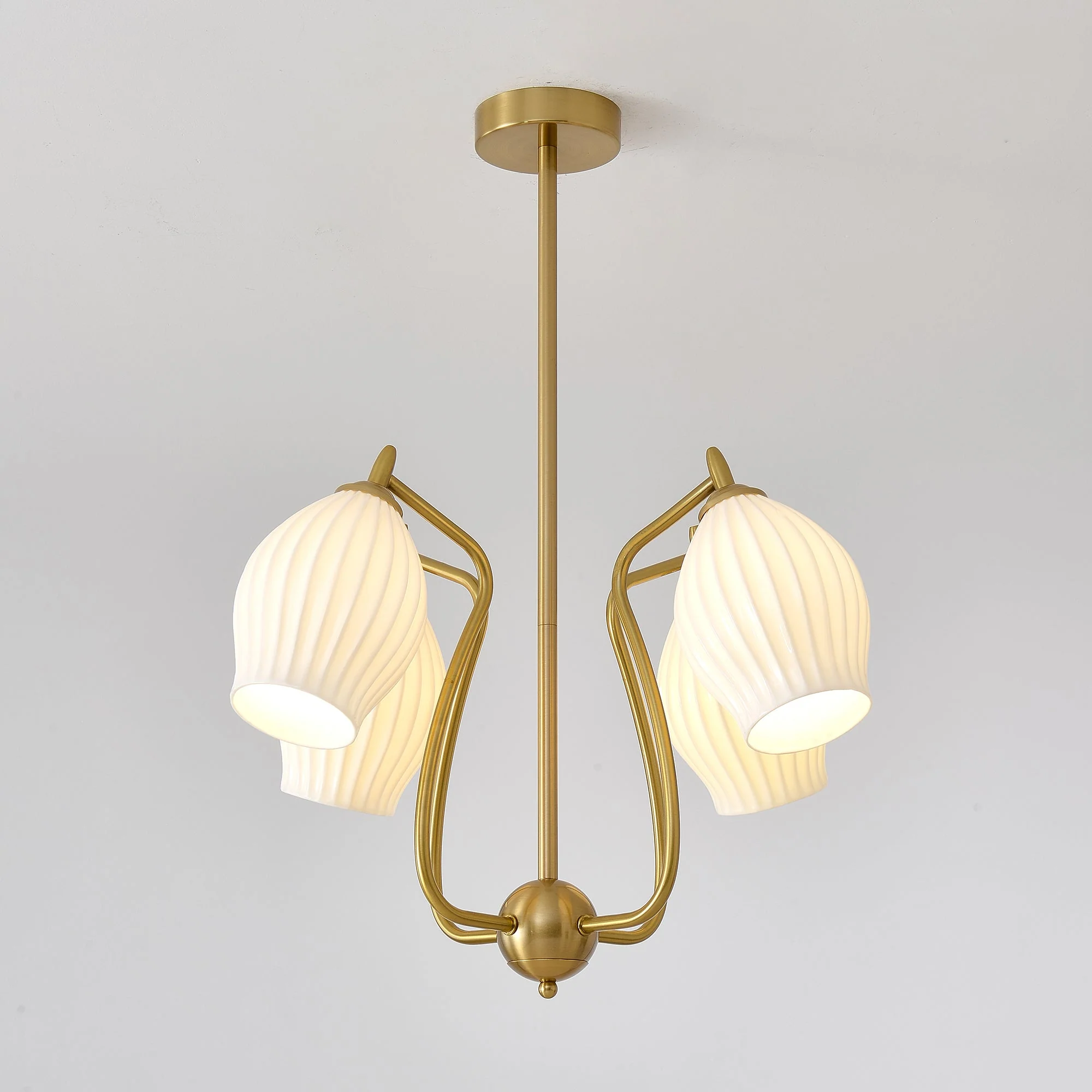 Lustra Chandelier Ceramic Ribbed Sculptural Glass Elegant - Image 33