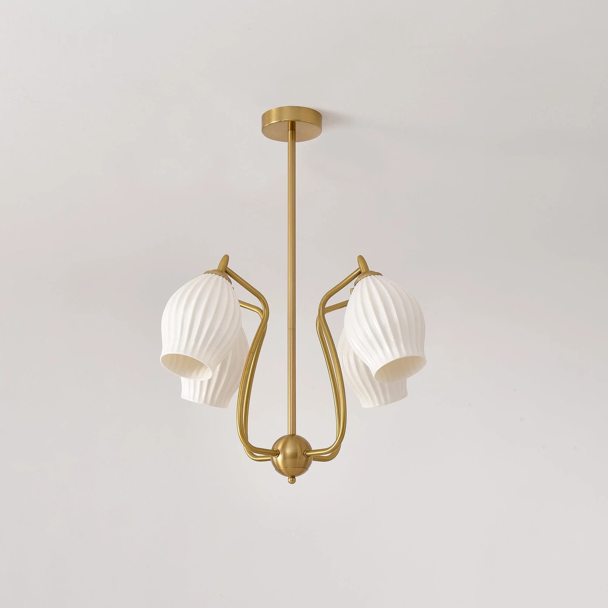 Lustra Chandelier Ceramic Ribbed Sculptural Glass Elegant - Image 35